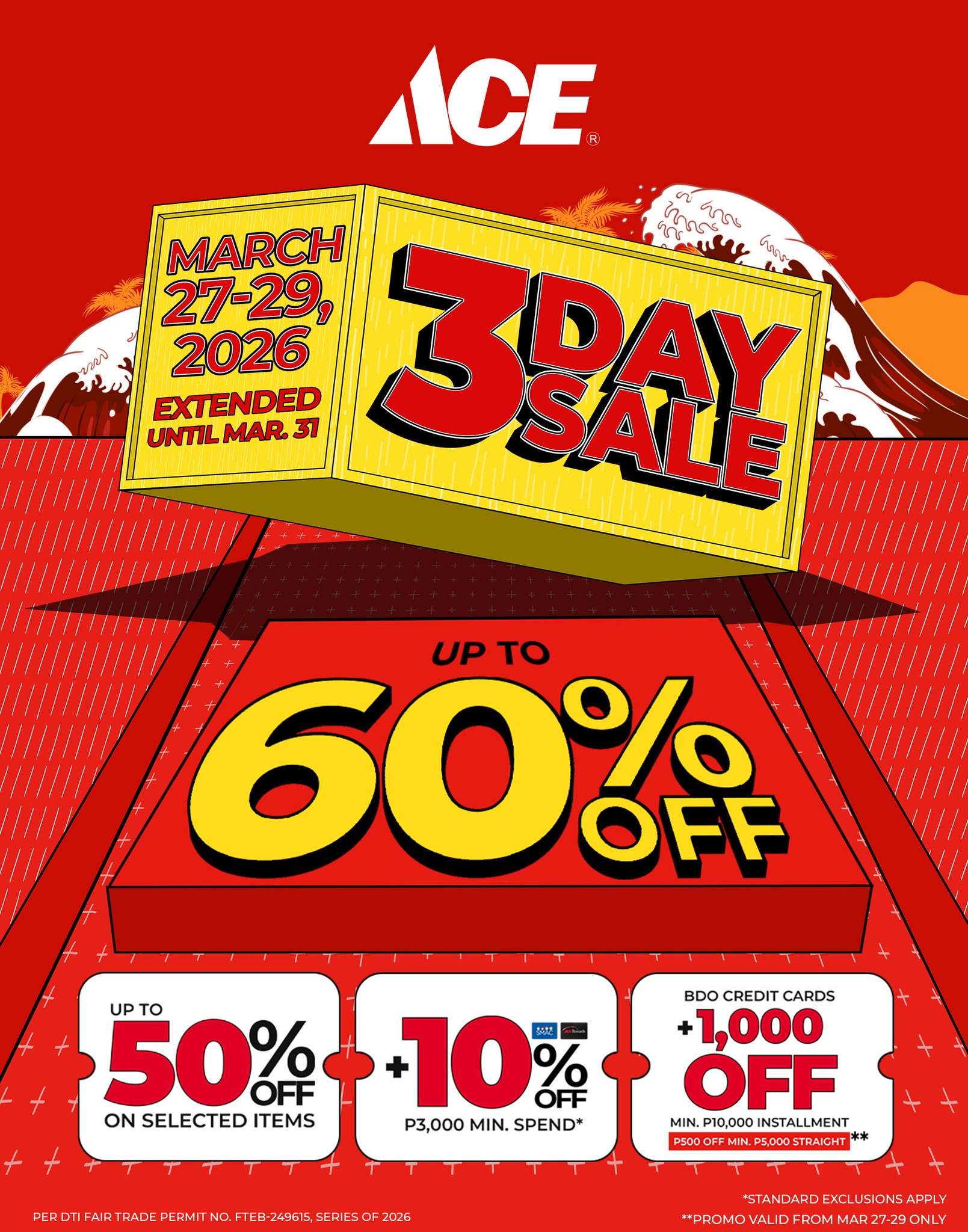 ACE Hardware Philippines Facebook ad: Beat the Heat with the ACE 3-Day Sale!