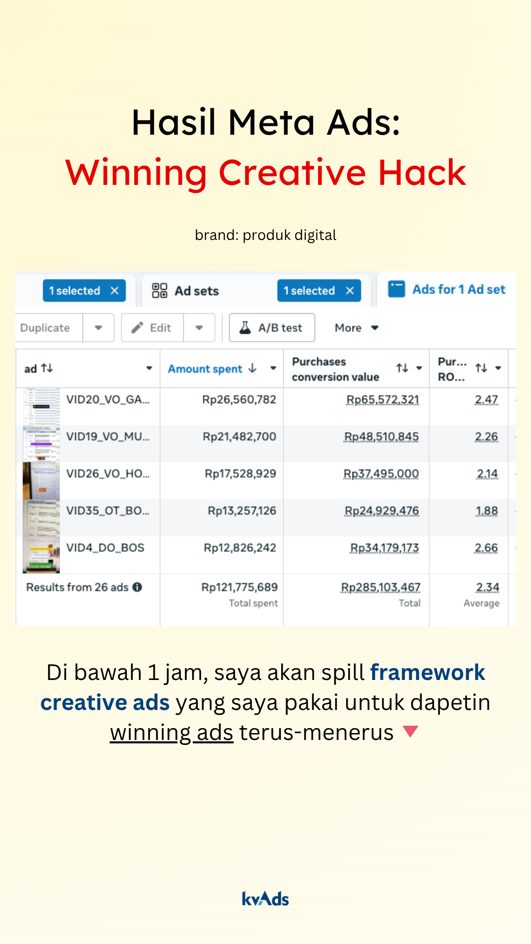 KV Advertising Facebook ad