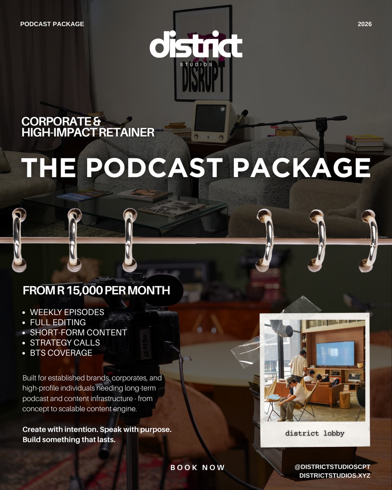 District Studios Facebook ad: Premium Podcast Production, Cape Town