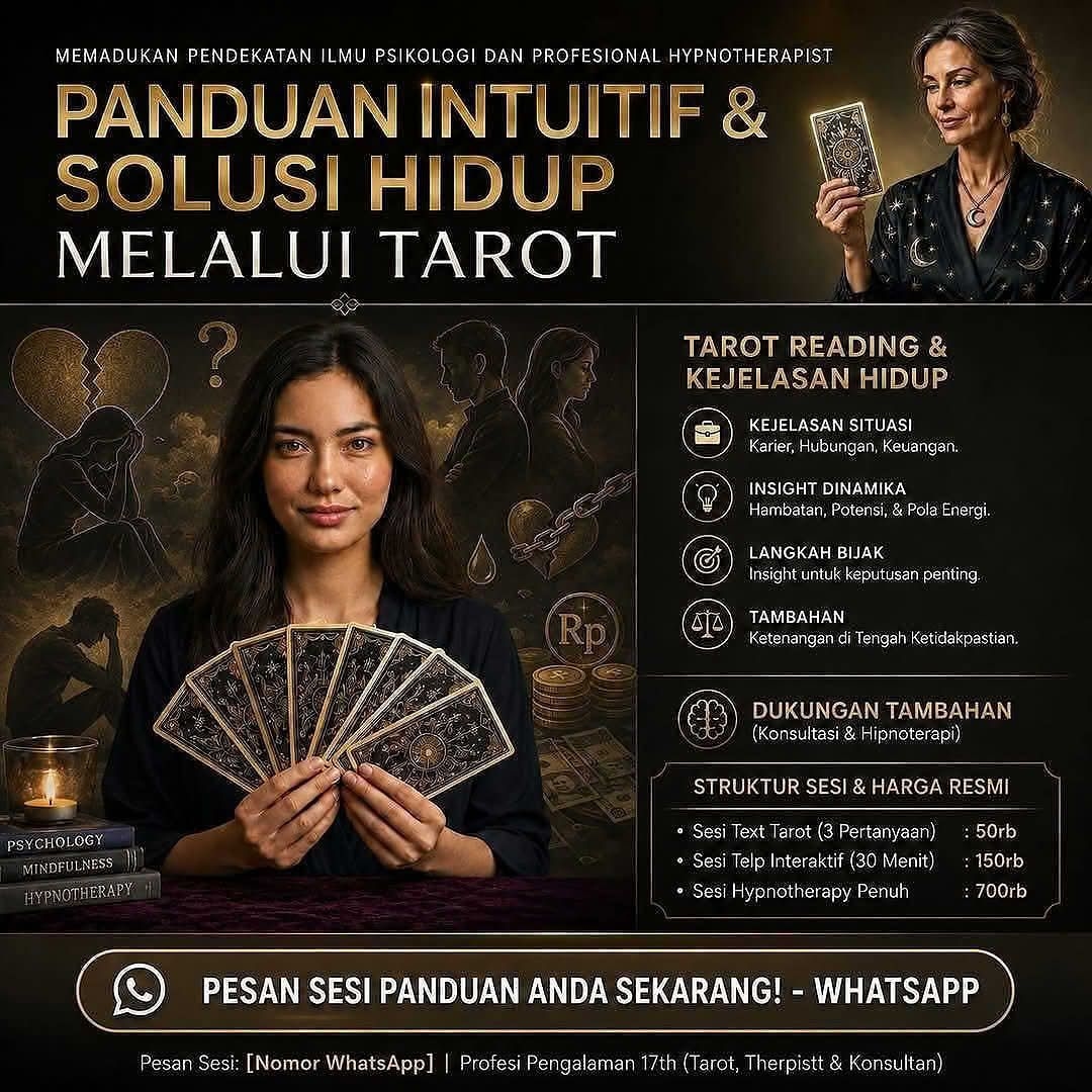 Habibi Hypnotherapist Tarot Reader Facebook ad: Baca TAROT dgn psikologi & Hypnotherapy Sdh bantu…