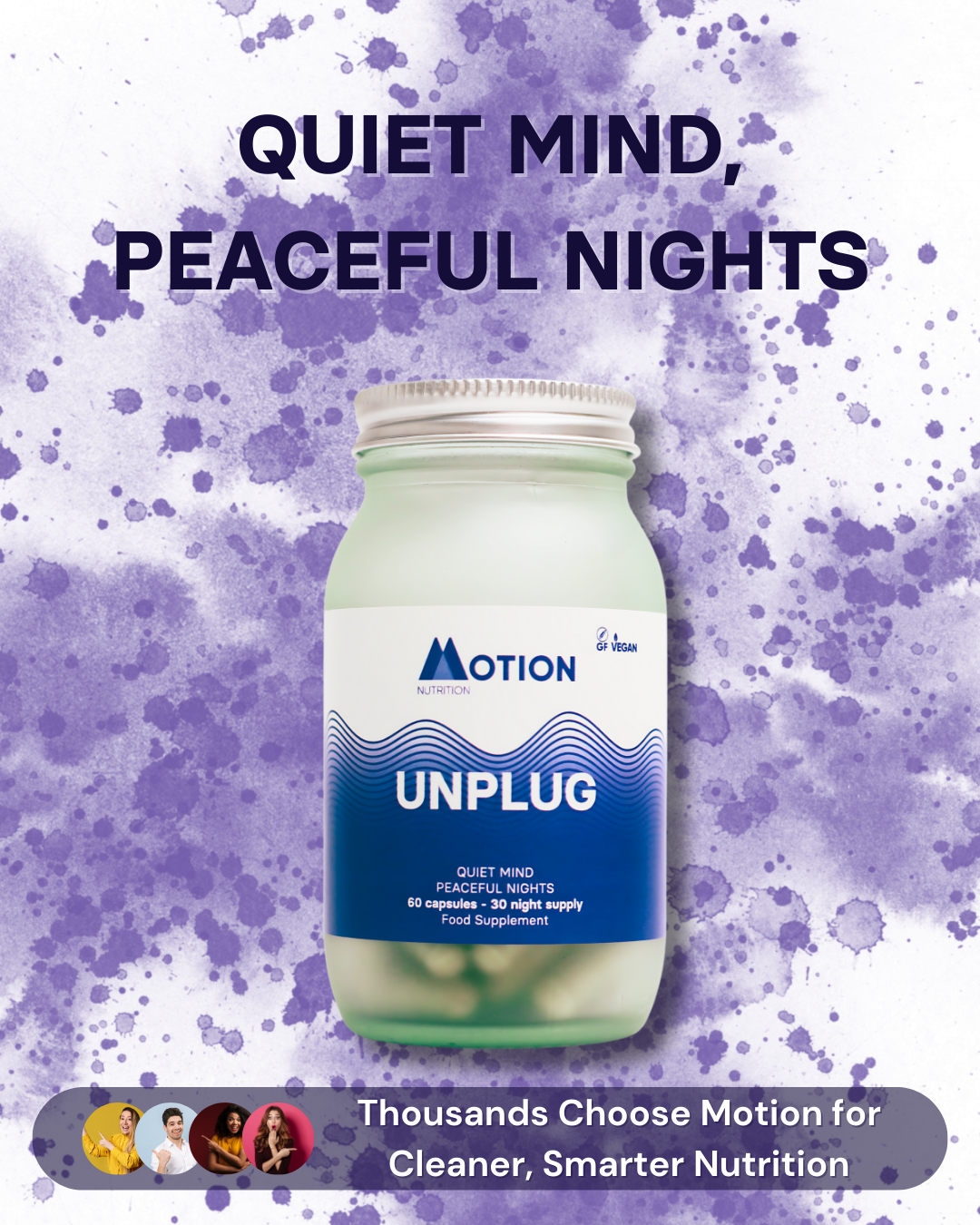 Motion Nutrition Facebook ad: Sleep Deep. Wake Rested.