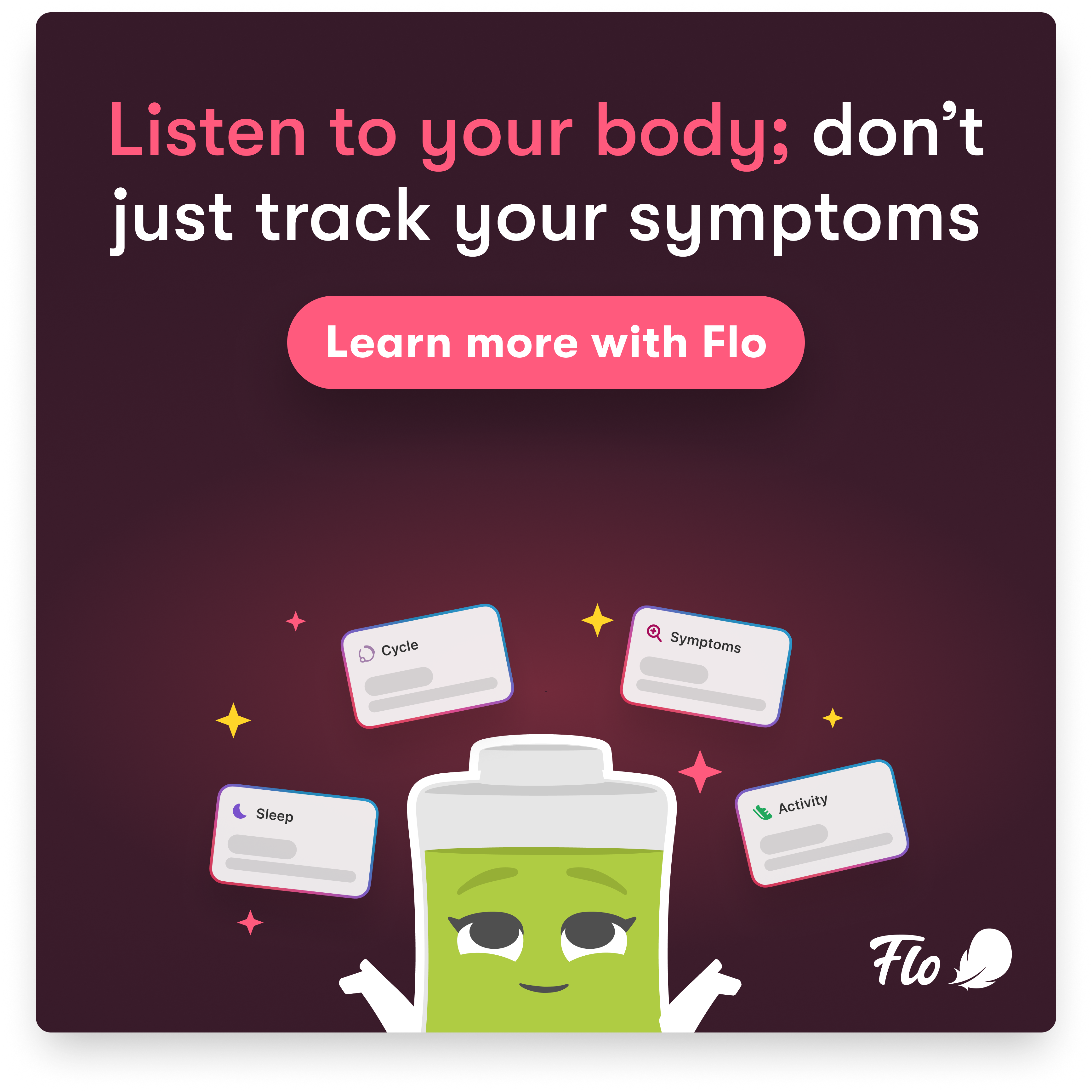 Flo Health App Facebook ad: Start using Flo today!