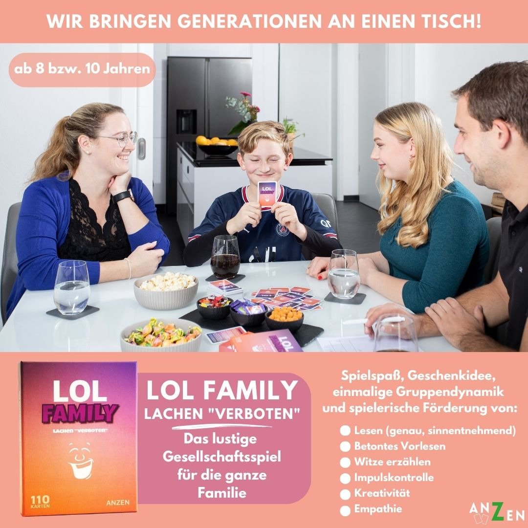 ANZEN Spiele Facebook ad: Kartenspiel mit Lachgarantie und Lerneffekt