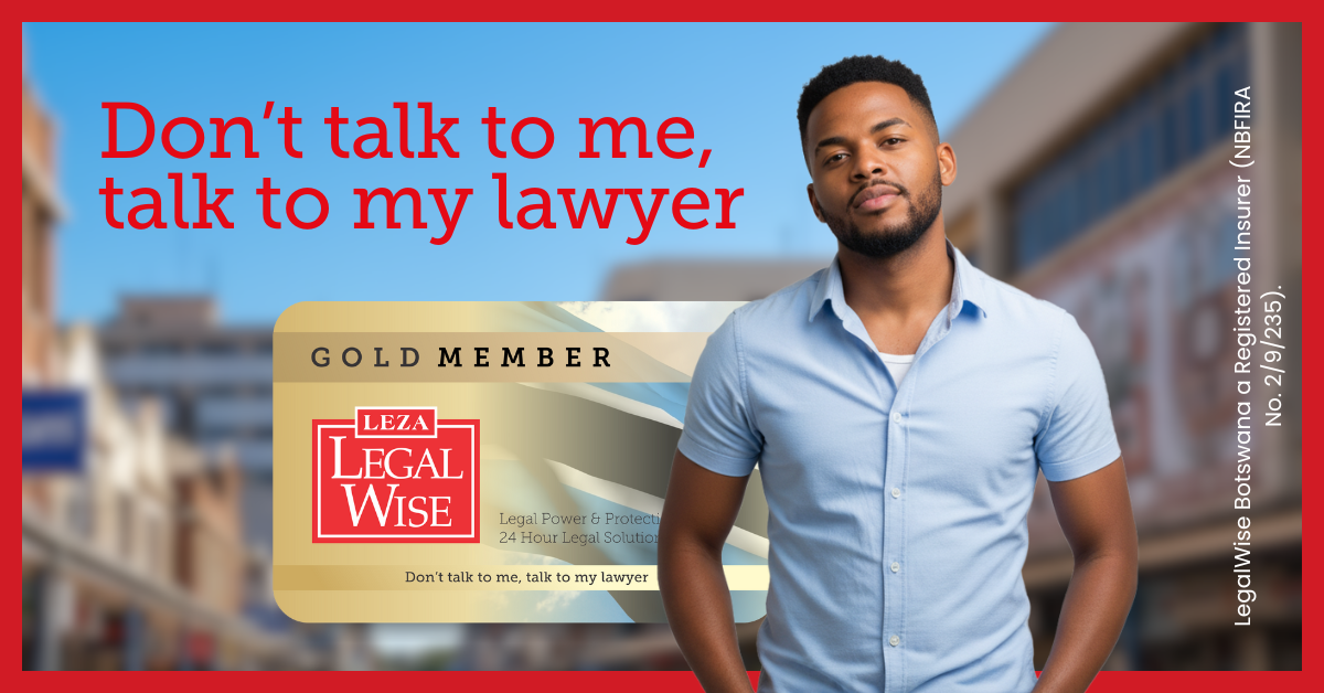 LegalWise Botswana Facebook ad: LegalWise Botswana offers you legal expenses insurance.