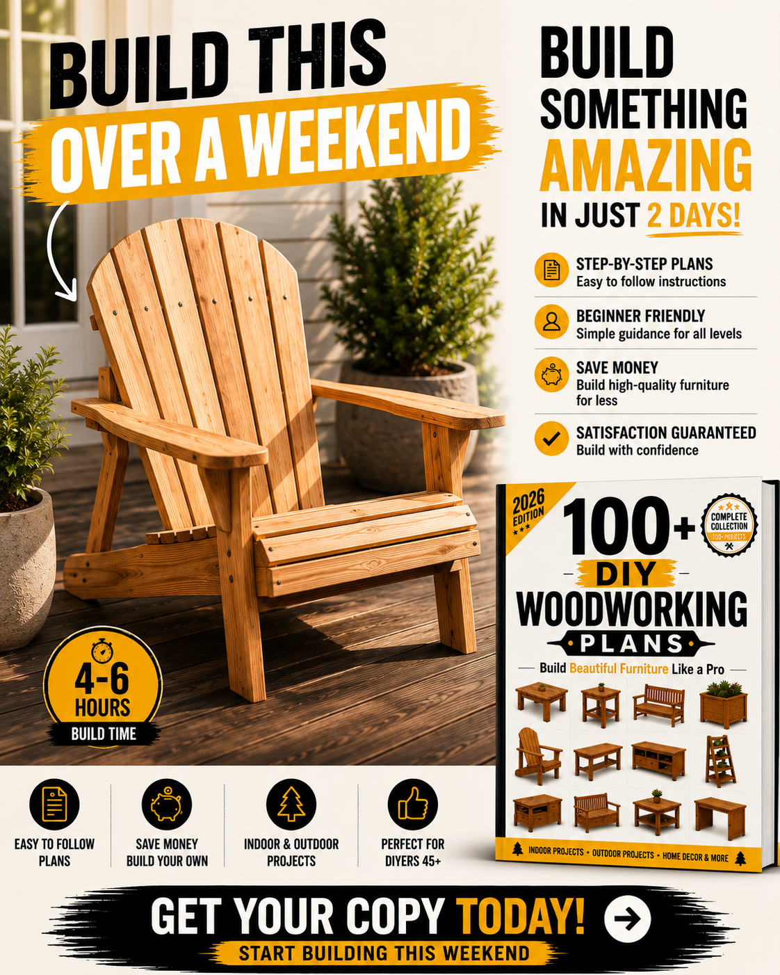 Diy Plans Vault Facebook ad: Build It This Weekend. Enjoy It for Years.