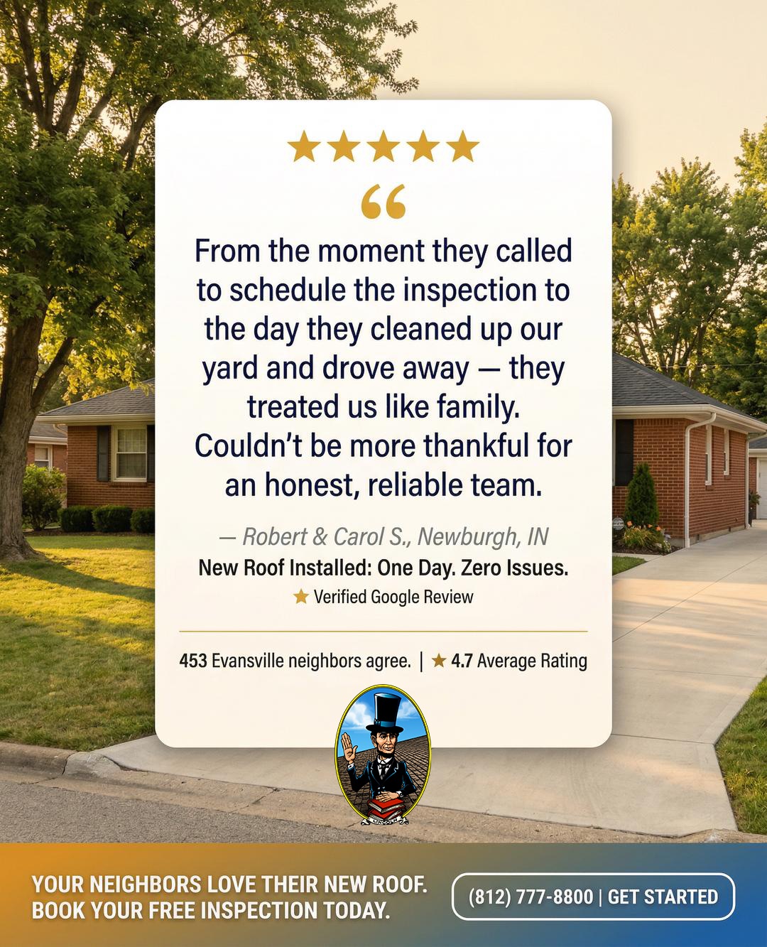 Honest Abe Roofing Evansville Facebook ad