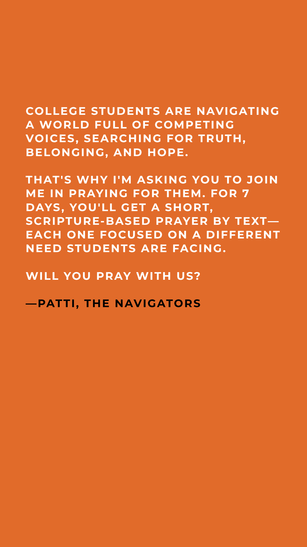 The Navigators Facebook ad: Join the Prayer Challenge »