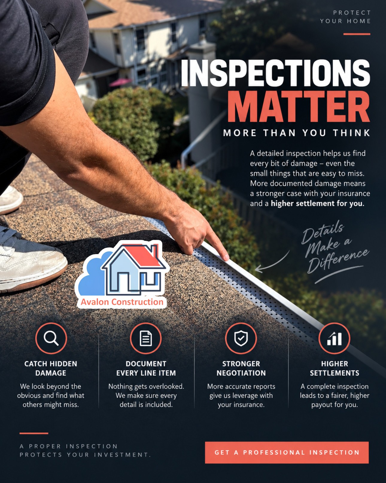 Avalon Construction Facebook ad: Inspections Matter More Than You Think