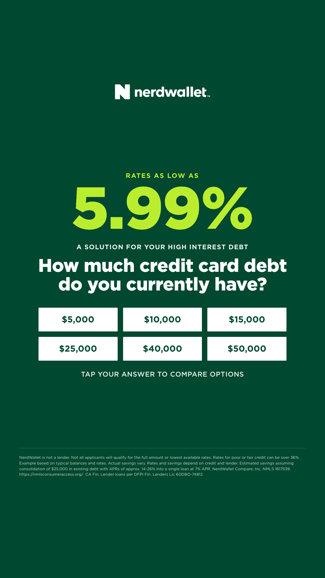 NerdWallet Facebook ad