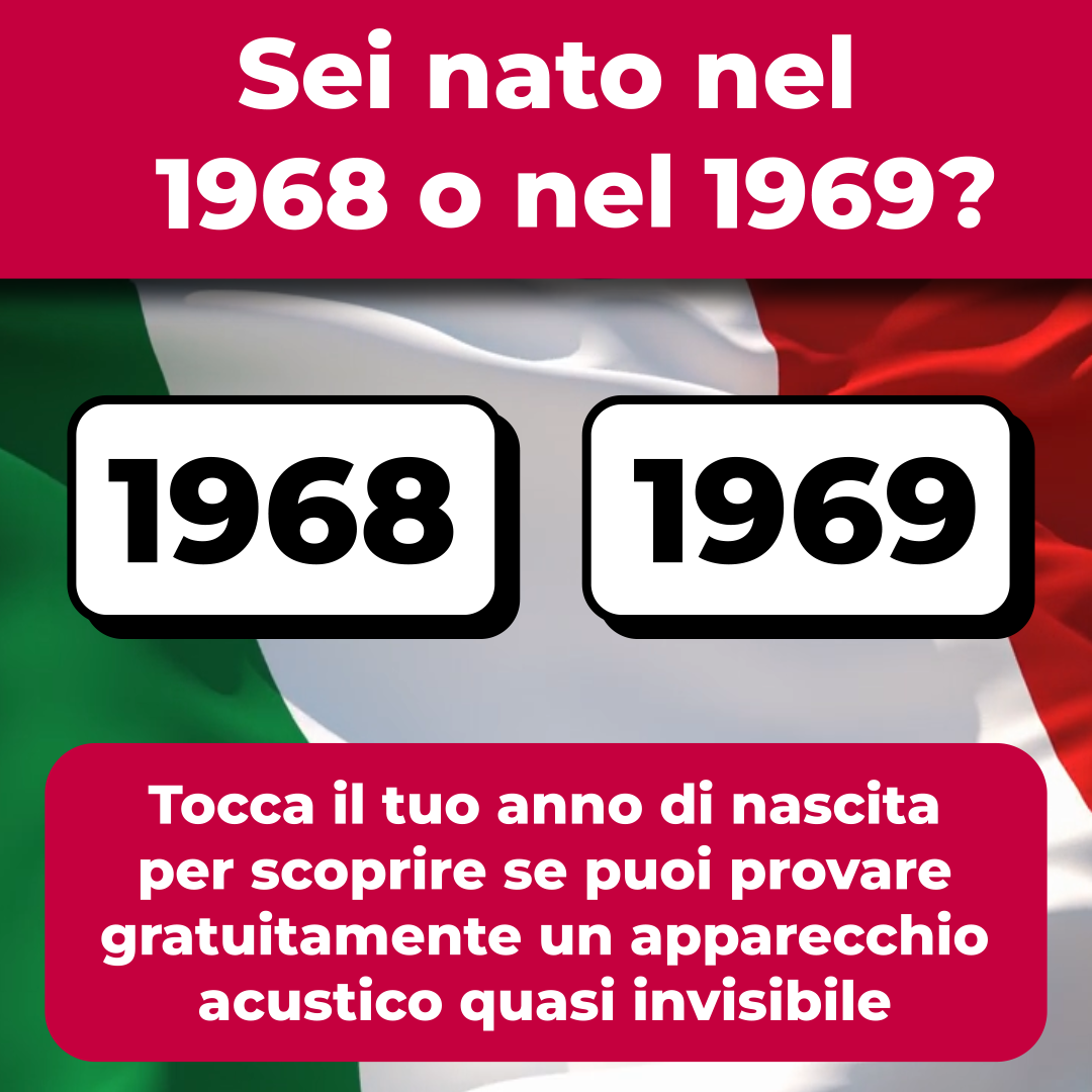 Amplifon Italia Facebook ad: Sei nato nel 1968 o nel 1969?
