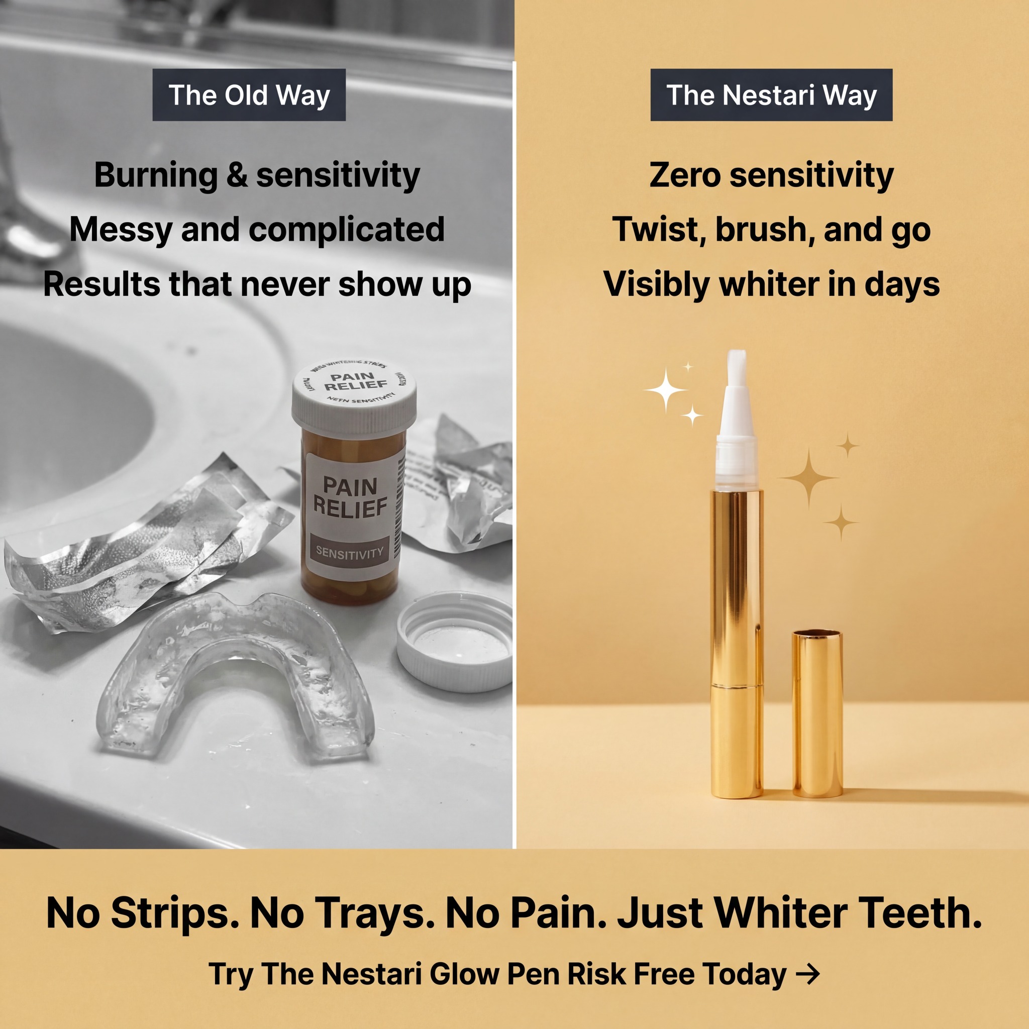 Thenestaristore Facebook ad: Brighten Your Smile in Seconds