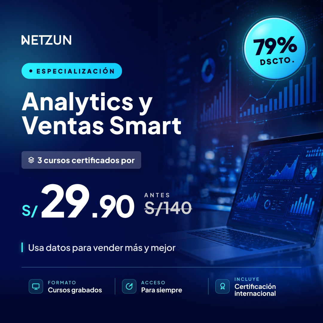Netzun Facebook ad: Especialización en Analytics & Ventas Smart