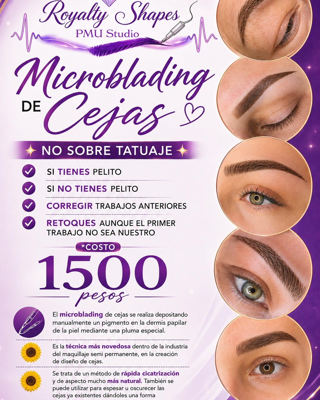 Royalty Shapes Beauty Clinic Facebook ad: MICROBLADING DE CEJAS