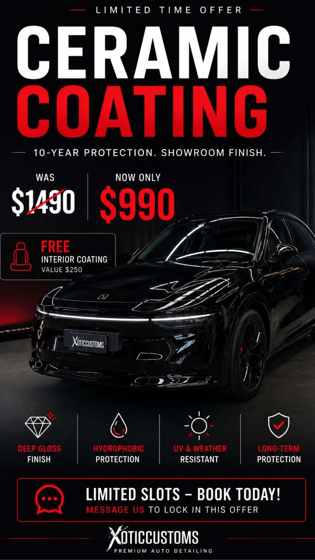 Xotic Customs Facebook ad: 10-Year Protection-$990