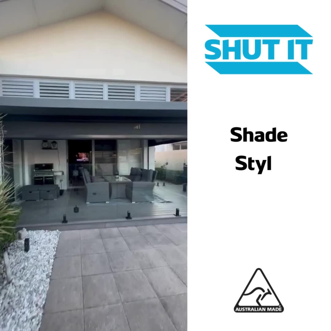 Shut It Solutions Facebook ad: Stay cool. Stay comfy. Enjoy your outdoors all year round!