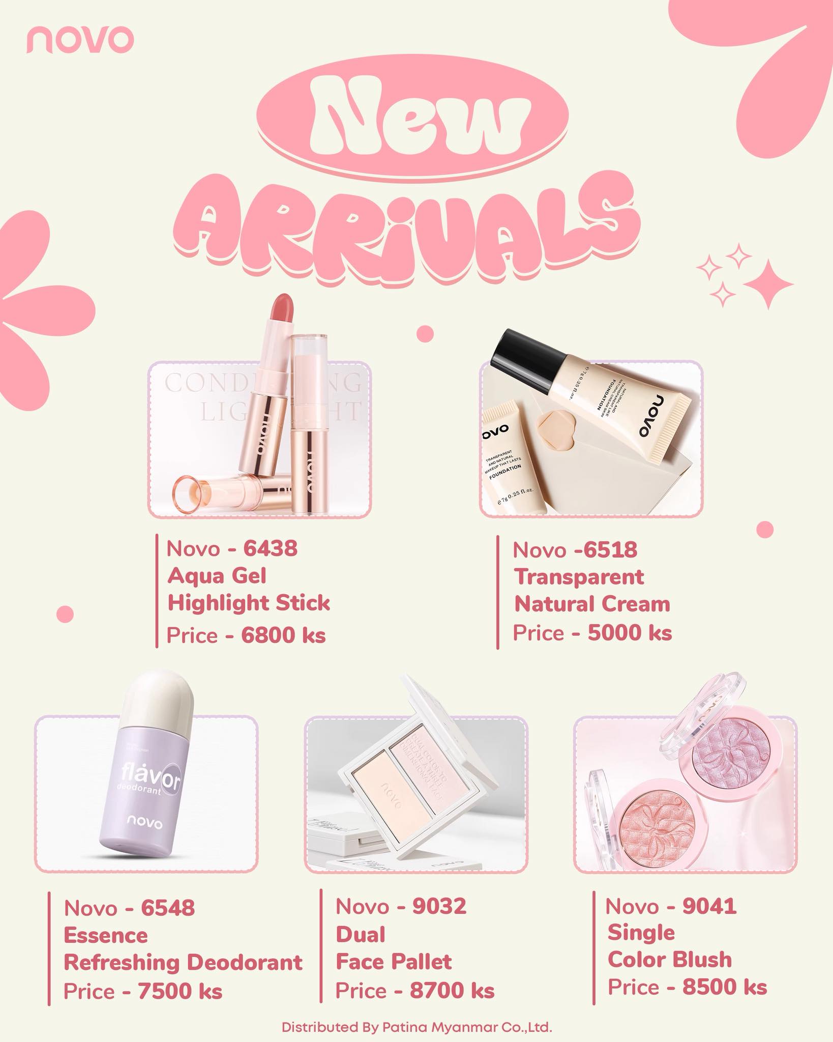 NOVO Cosmetics Myanmar Facebook ad: 𝐍𝐞𝐰 𝐀𝐫𝐫𝐢𝐯𝐚𝐥𝐬 𝐀𝐥𝐞𝐫𝐭