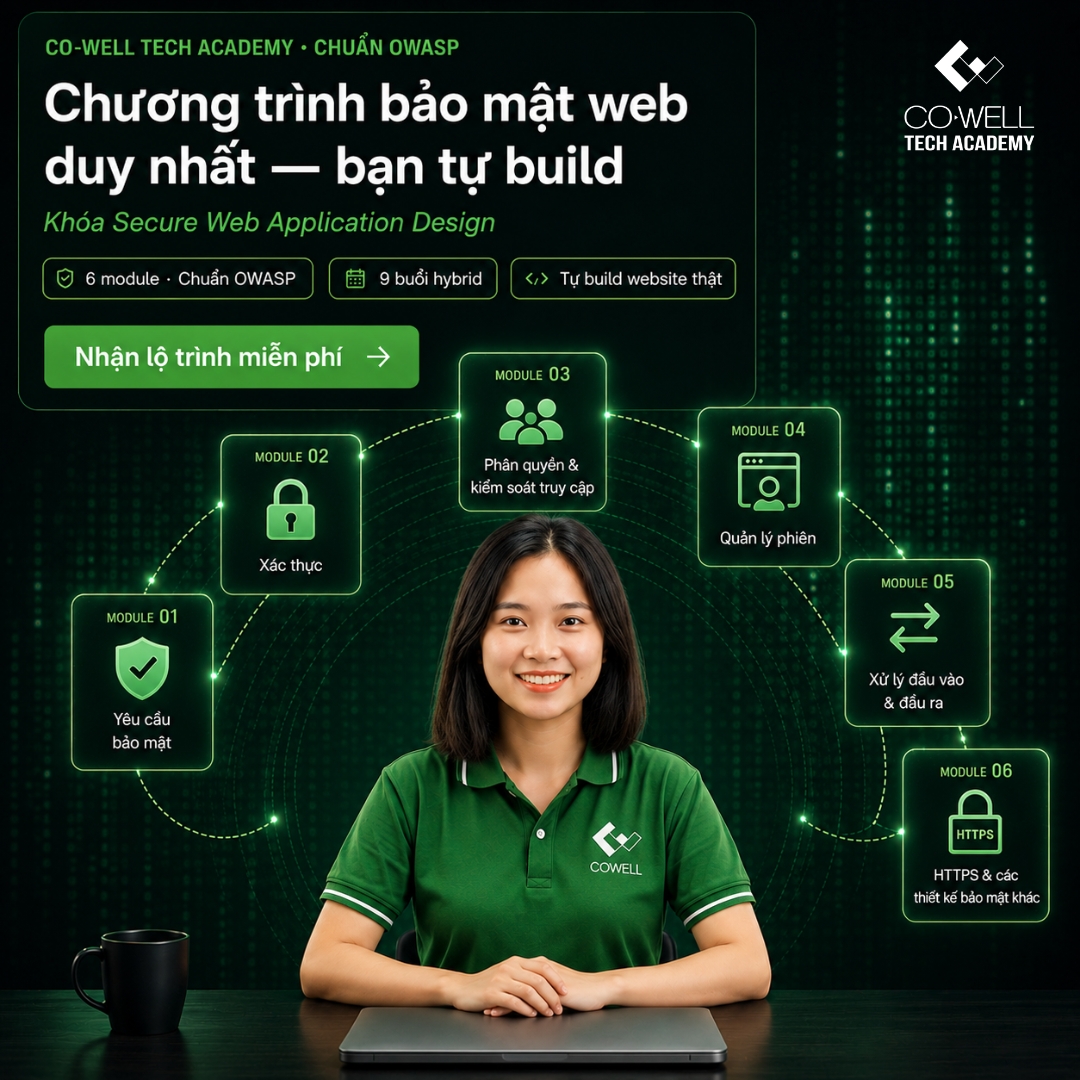 Co-Well Tech Academy Facebook ad: Khóa học GSX - Secure Web Application Design