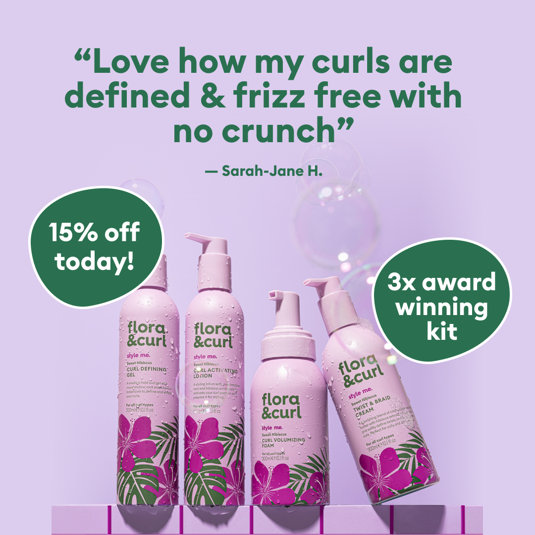 Flora & Curl Haircare Facebook ad: Your Best Curls in 3 Simple Steps