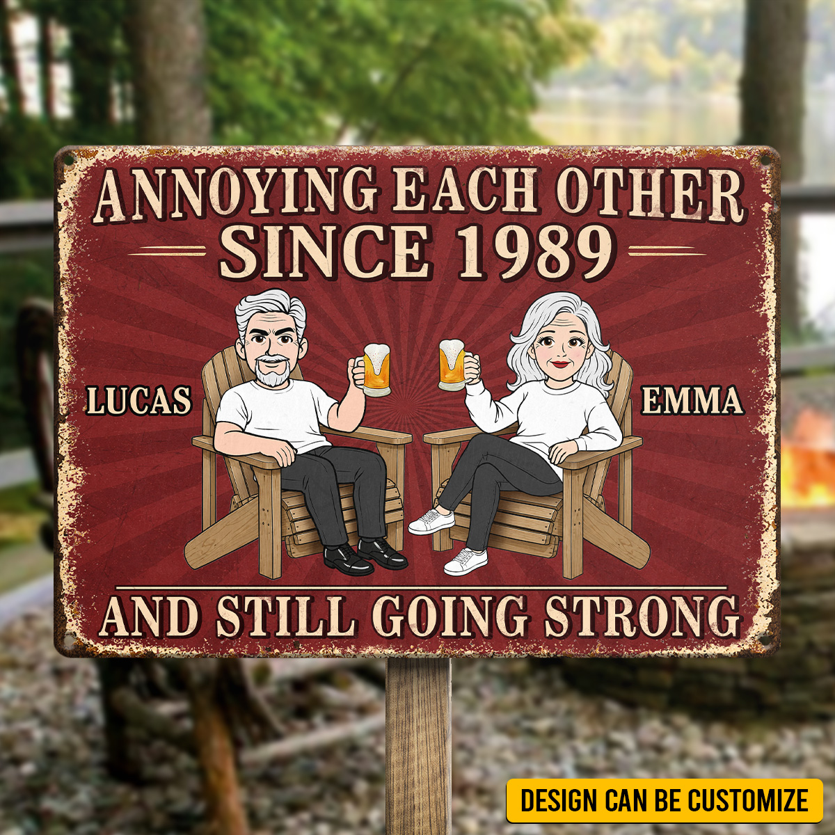 Pawfect House UK Facebook ad: This personalised metal sign celebrates the couple whose…