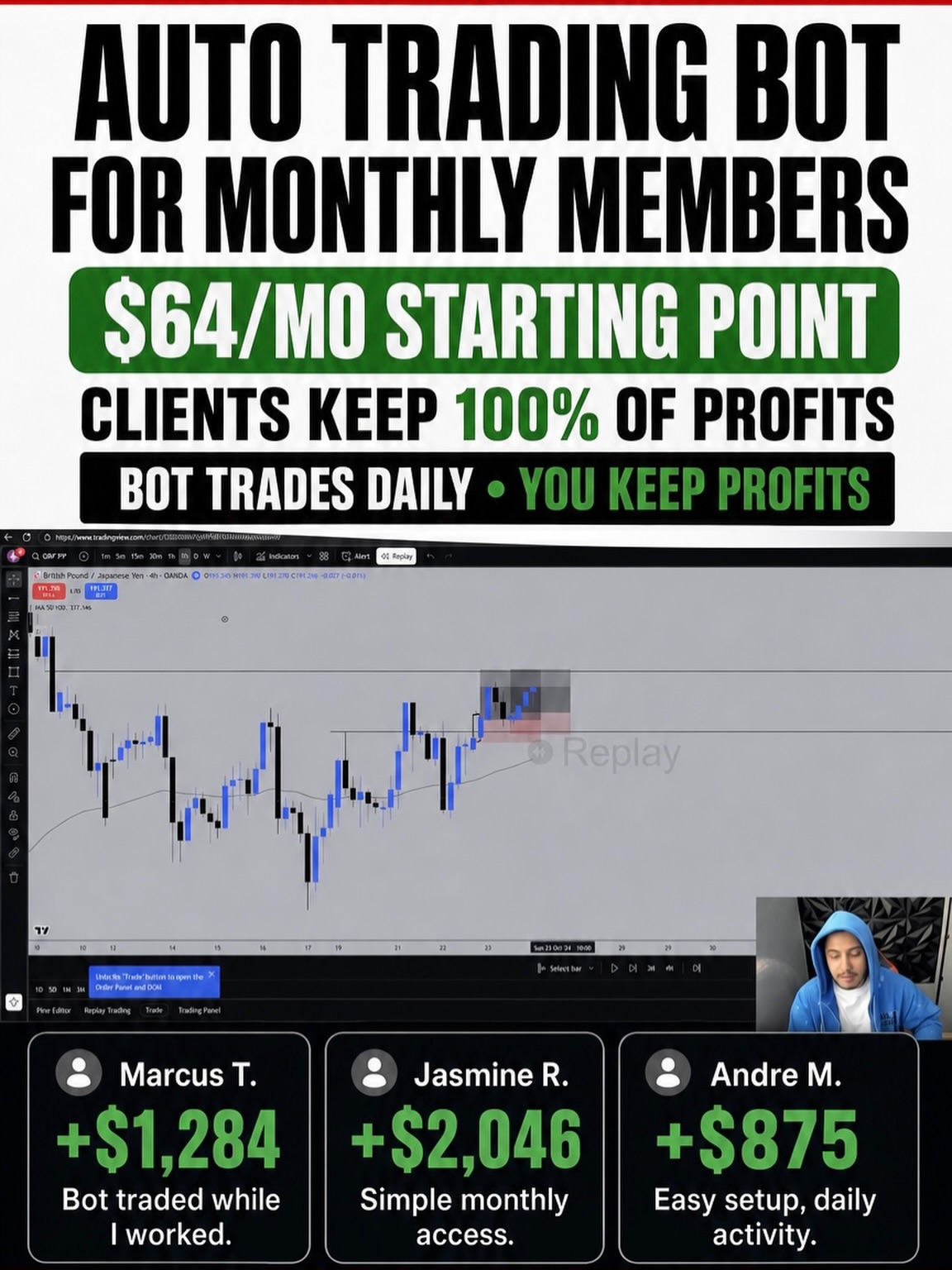tmptrading_ Facebook ad: Dm me passive to get started asap
