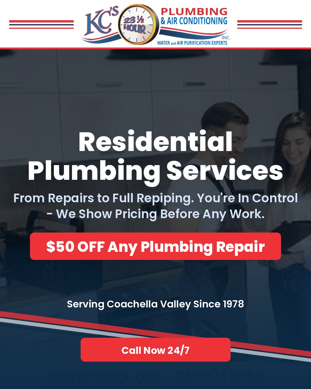 KC's 23 1/2 Hour Plumbing and Air Conditioning Facebook ad