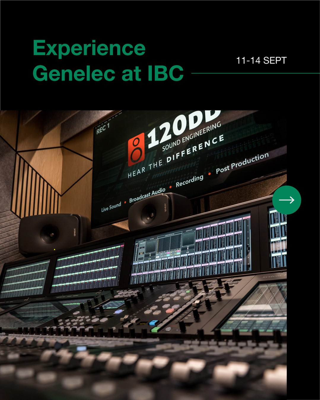 Genelec Facebook ad: Have you registered to attend IBC 2026 yet?