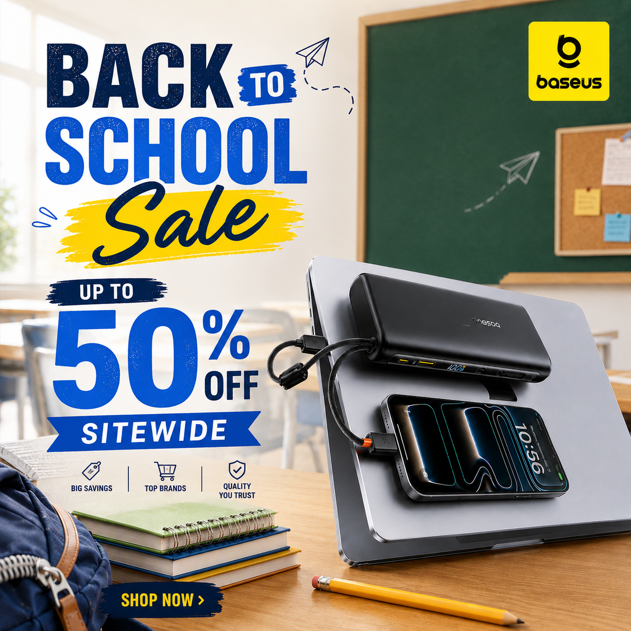 Baseus Facebook ad: Tired of carrying 3 different chargers when you travel?