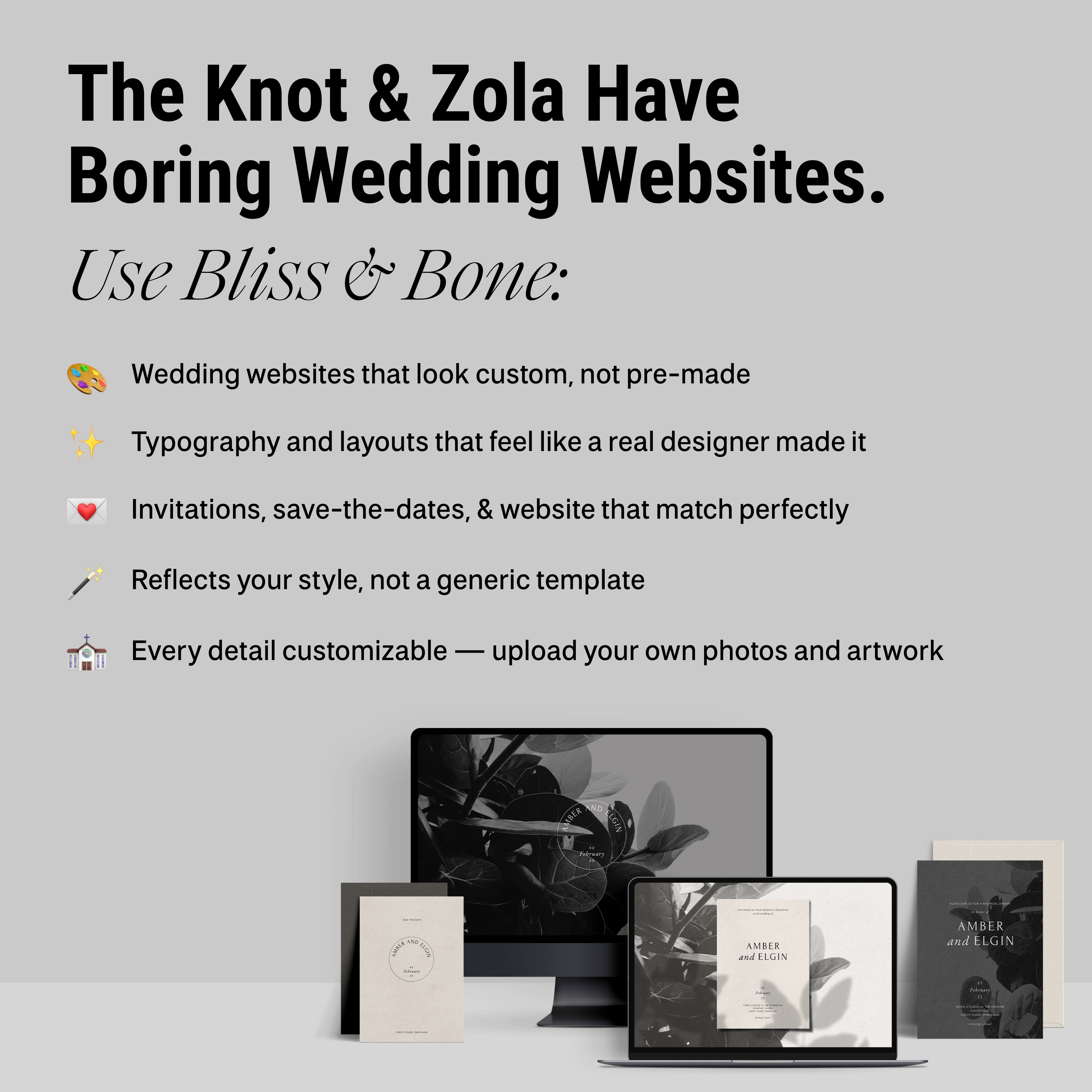 Bliss & Bone Facebook ad: Wedding Website Templates - 100+ Designs | Bliss & Bone