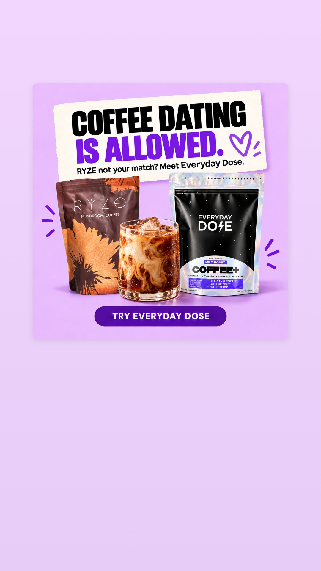 Everyday Dose Facebook ad: Pour Yourself Coffee That Does More