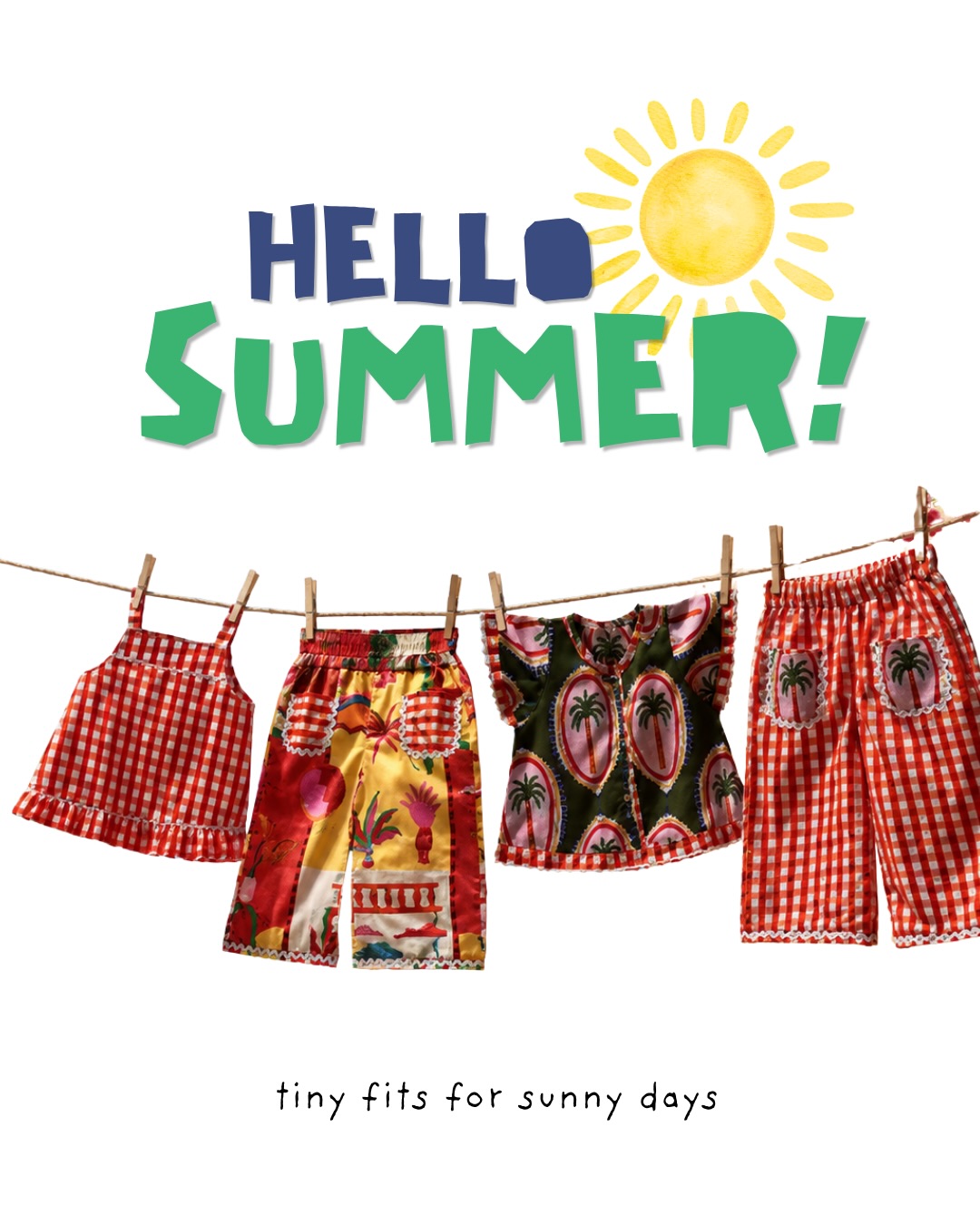 PlumCheeks Facebook ad: Soft cottons, playful prints, and all the tropical…