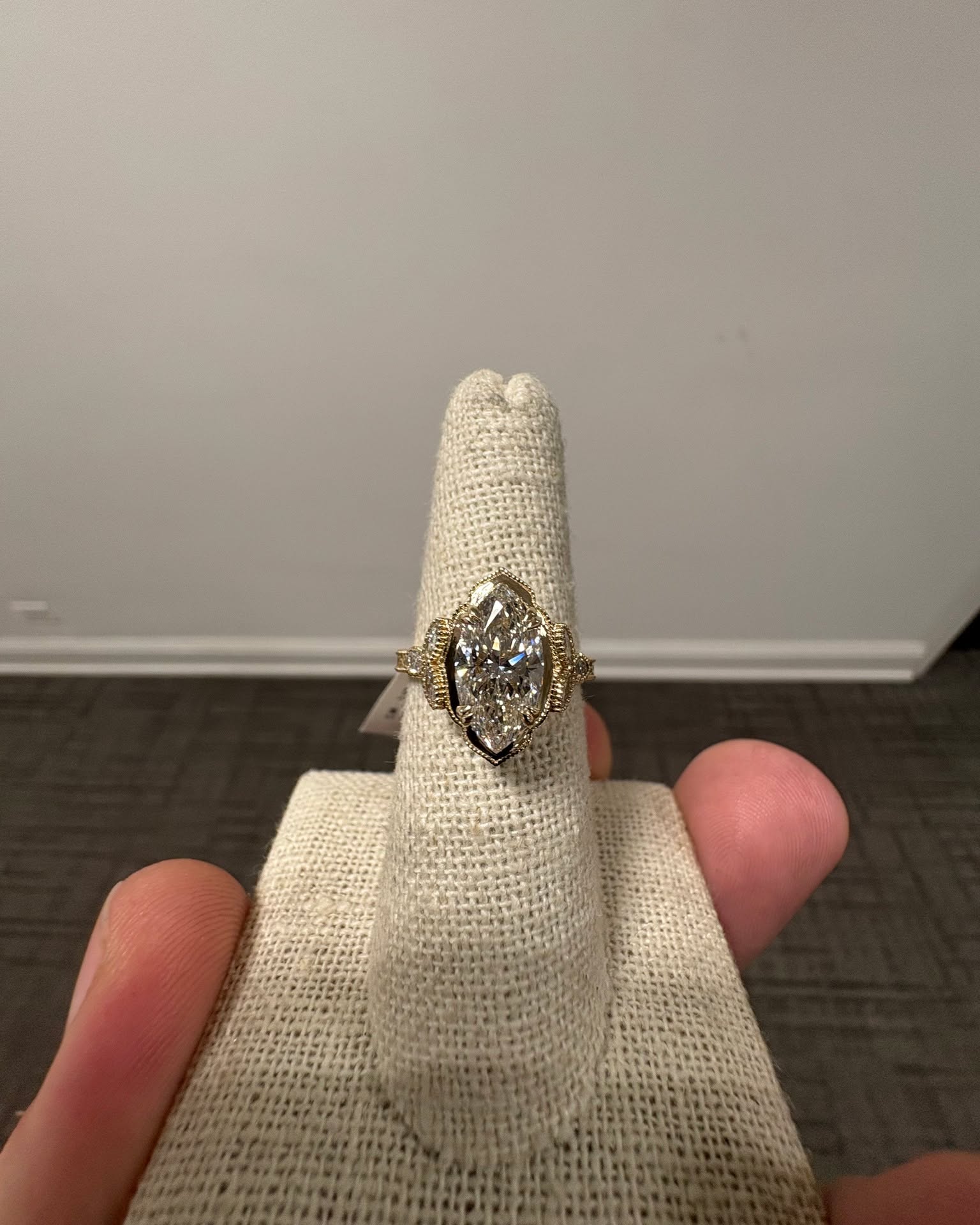 Jacob Louis Facebook ad: Marquise Lab Grown Diamond Engagement Floral Ring - 2.57CTW