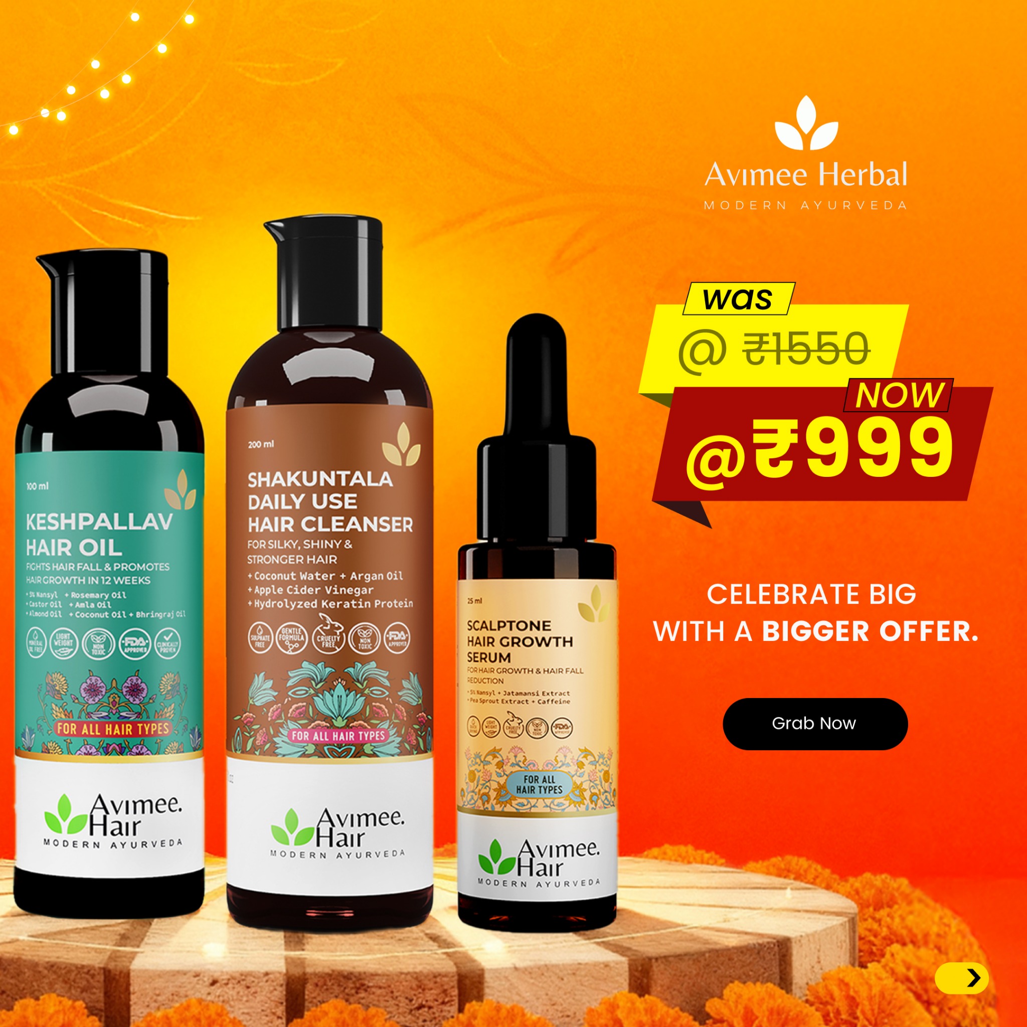 Avimee.Hair Facebook ad: Glow & Save This Festive Season!