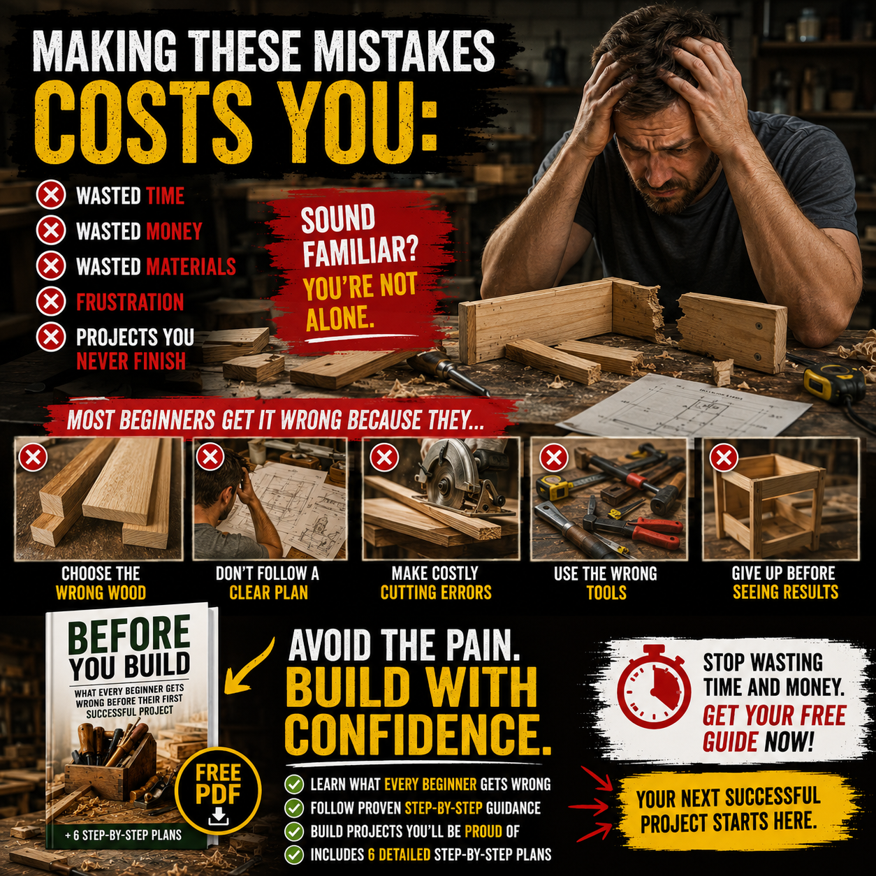 Working Wood Ideas Facebook ad: Download the free PDF and discover what I realized before…