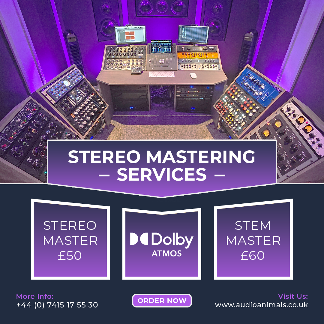 Audio Animals Ltd. Facebook ad: Mastering £50 Per Song