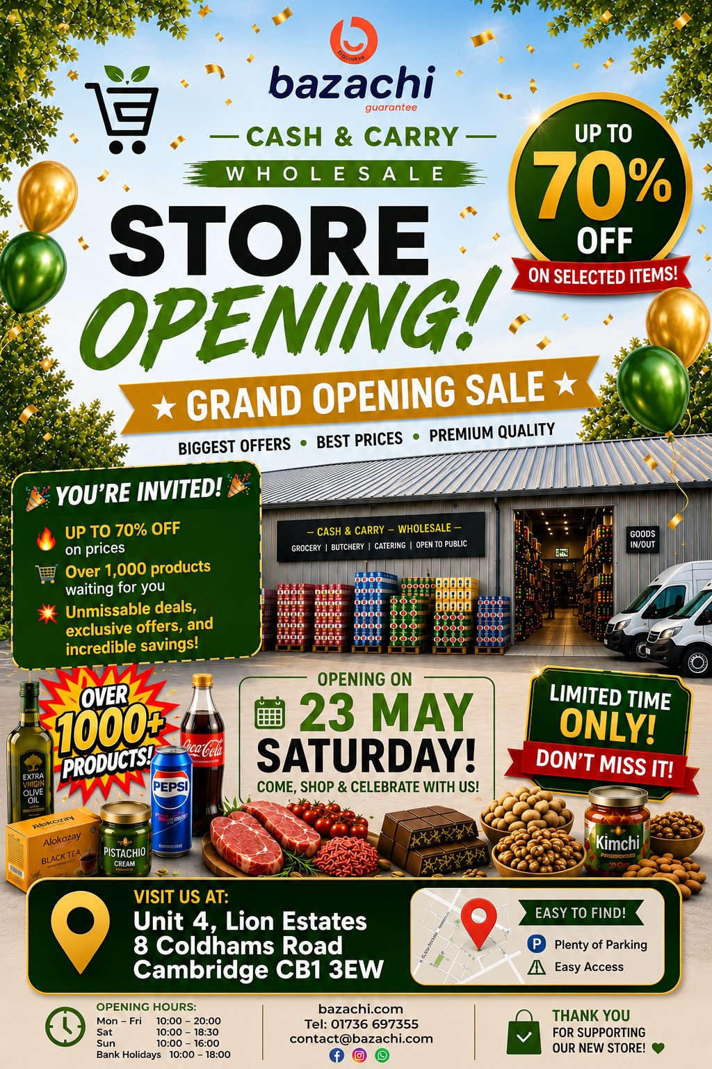 Bazachi Facebook ad: GRAND OPENING, BAZACHI CAMBRIDGE