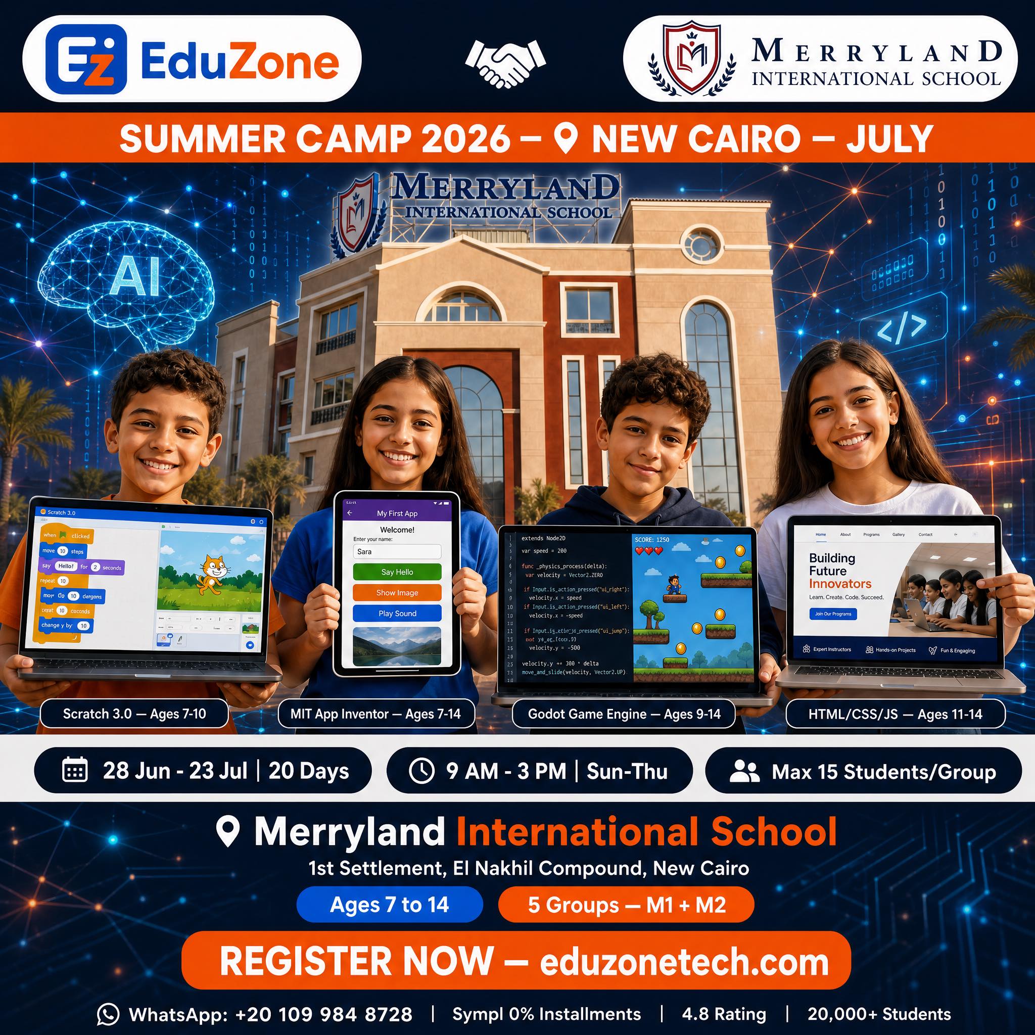 Edu-Zone Facebook ad: كامب ٢٠٢٦ في التجمع الخامس Technology Camp وبس…