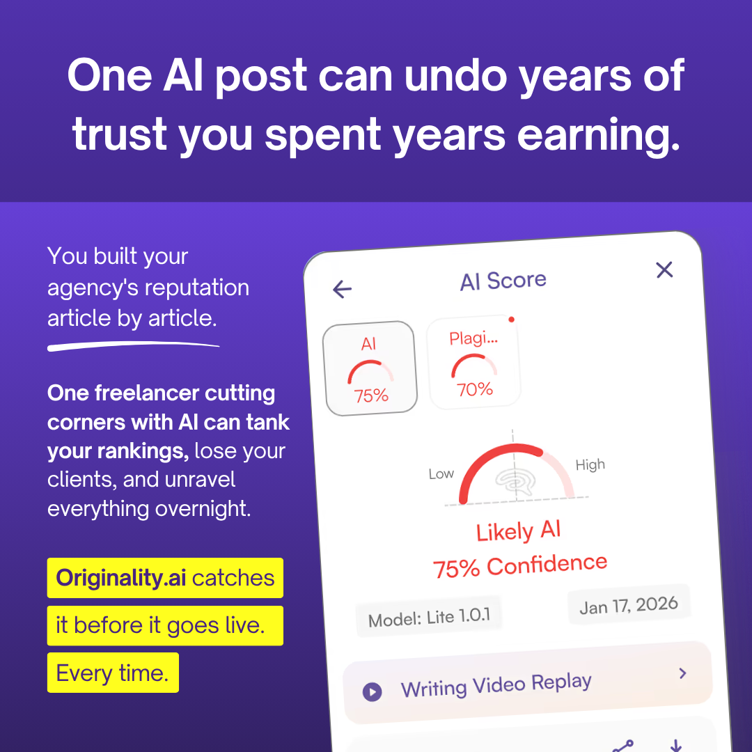 Originality.AI - AI Detection and Plagiarism Checking Facebook ad