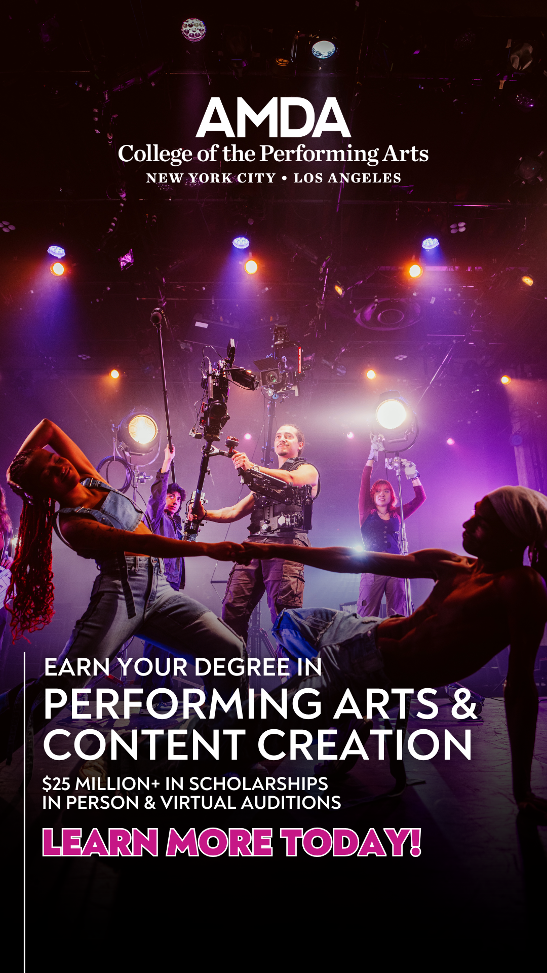AMDA College Facebook ad