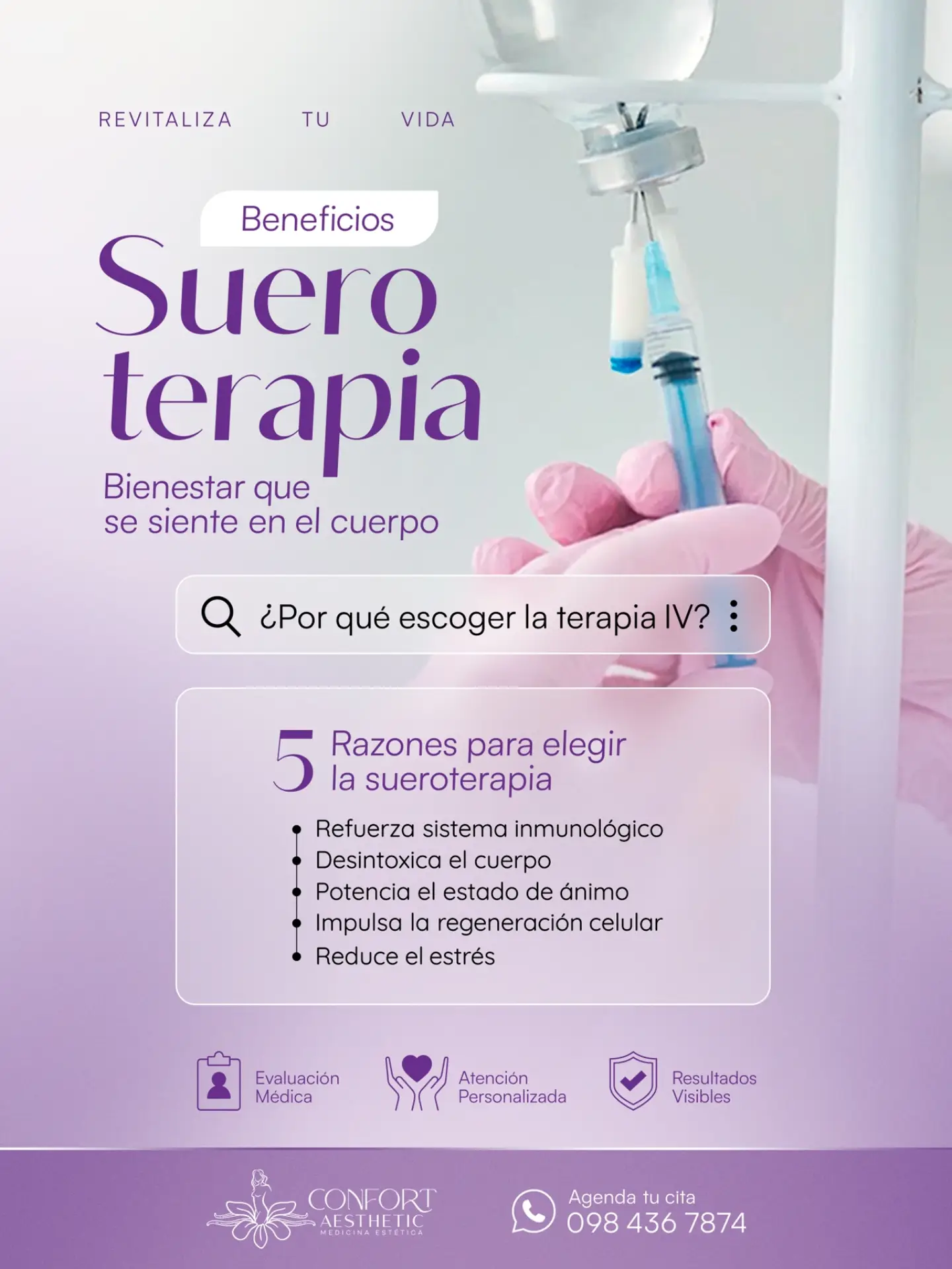 Confort Aesthetic oficial Facebook ad: ¿Te sientes sin energía, con estrés constante o…