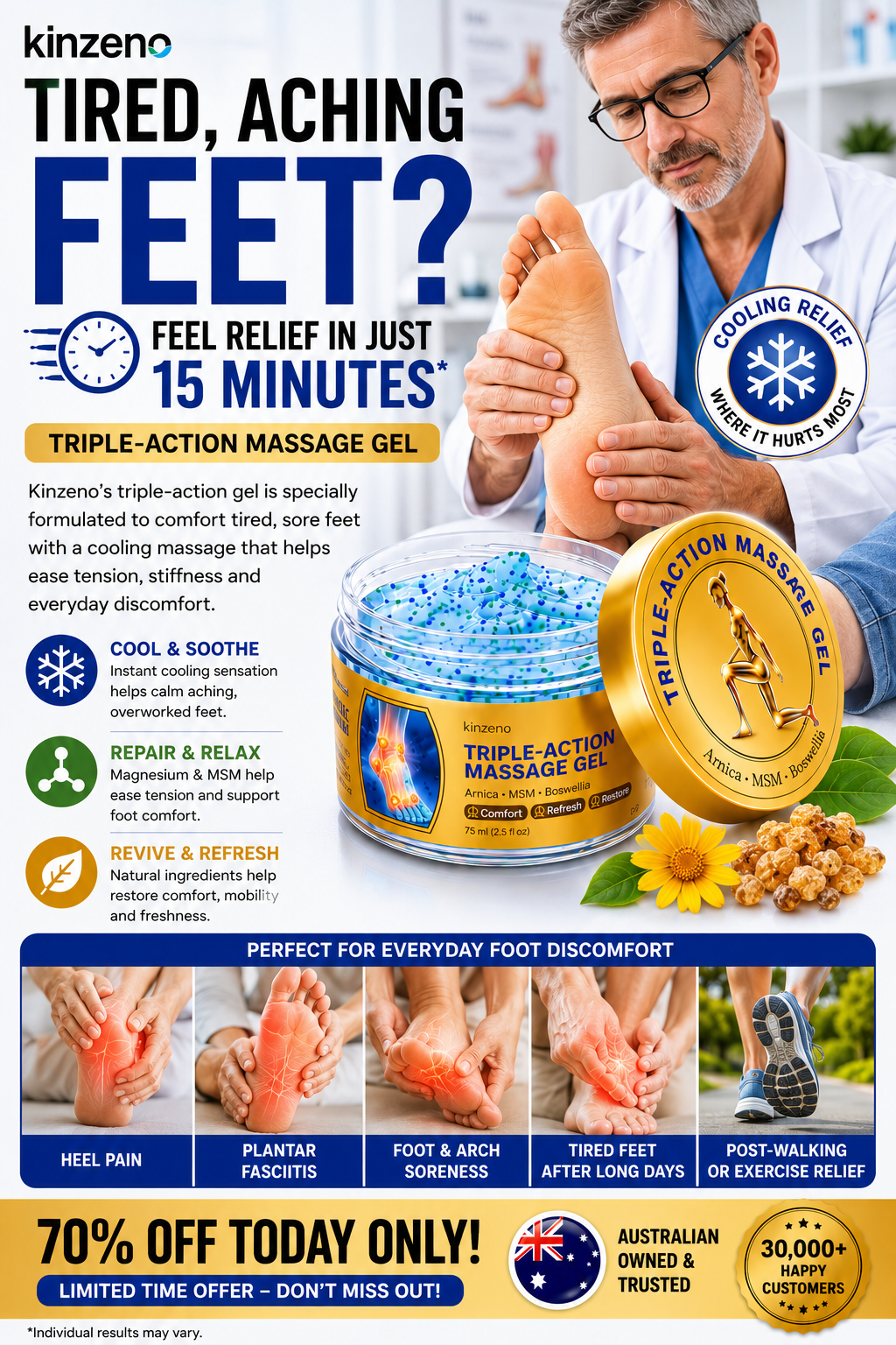 Motion Energy Facebook ad: Cooling Comfort For Sore Feet