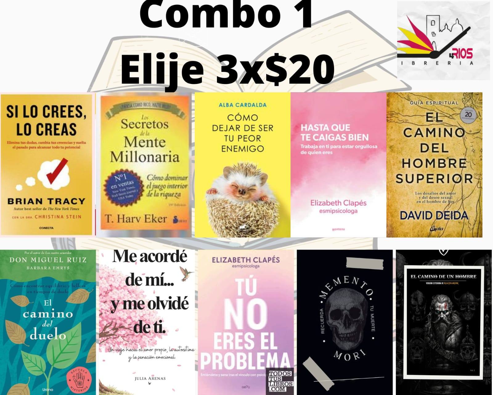Libreria 4 Rios Facebook ad: Elije 3 libros por $20