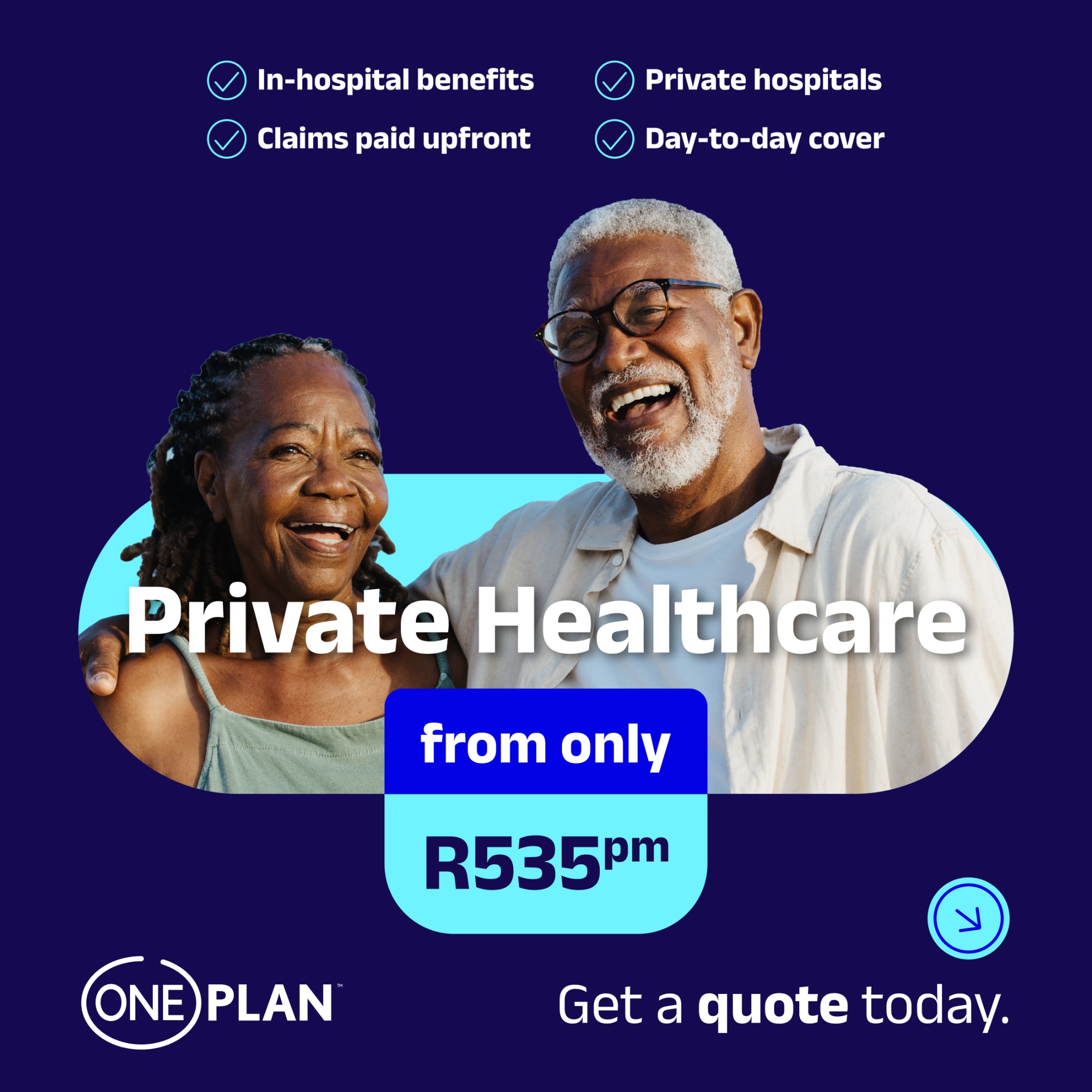 Oneplan Health Insurance Facebook ad: Private healthcare from R535