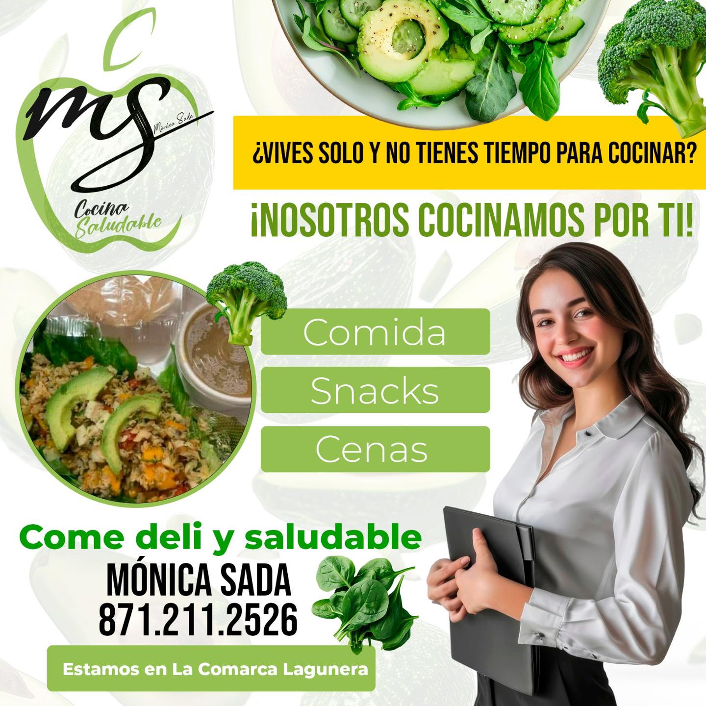 Mónica Sada Cocina Saludable Facebook ad: ¡Estamos listos para brindarte comida saludable!