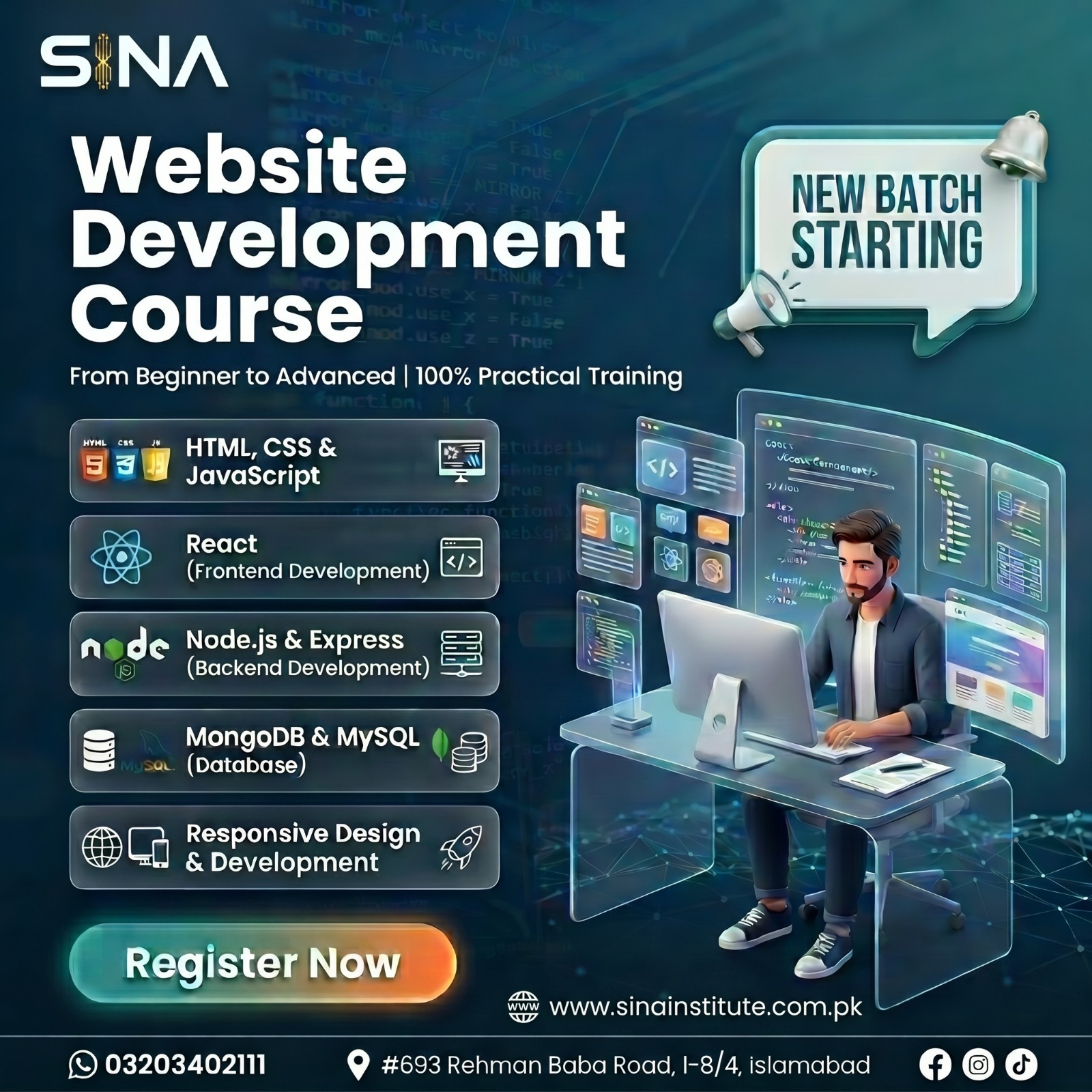 Sina Institute Facebook ad: Ready to Become a Professional Web Developer?