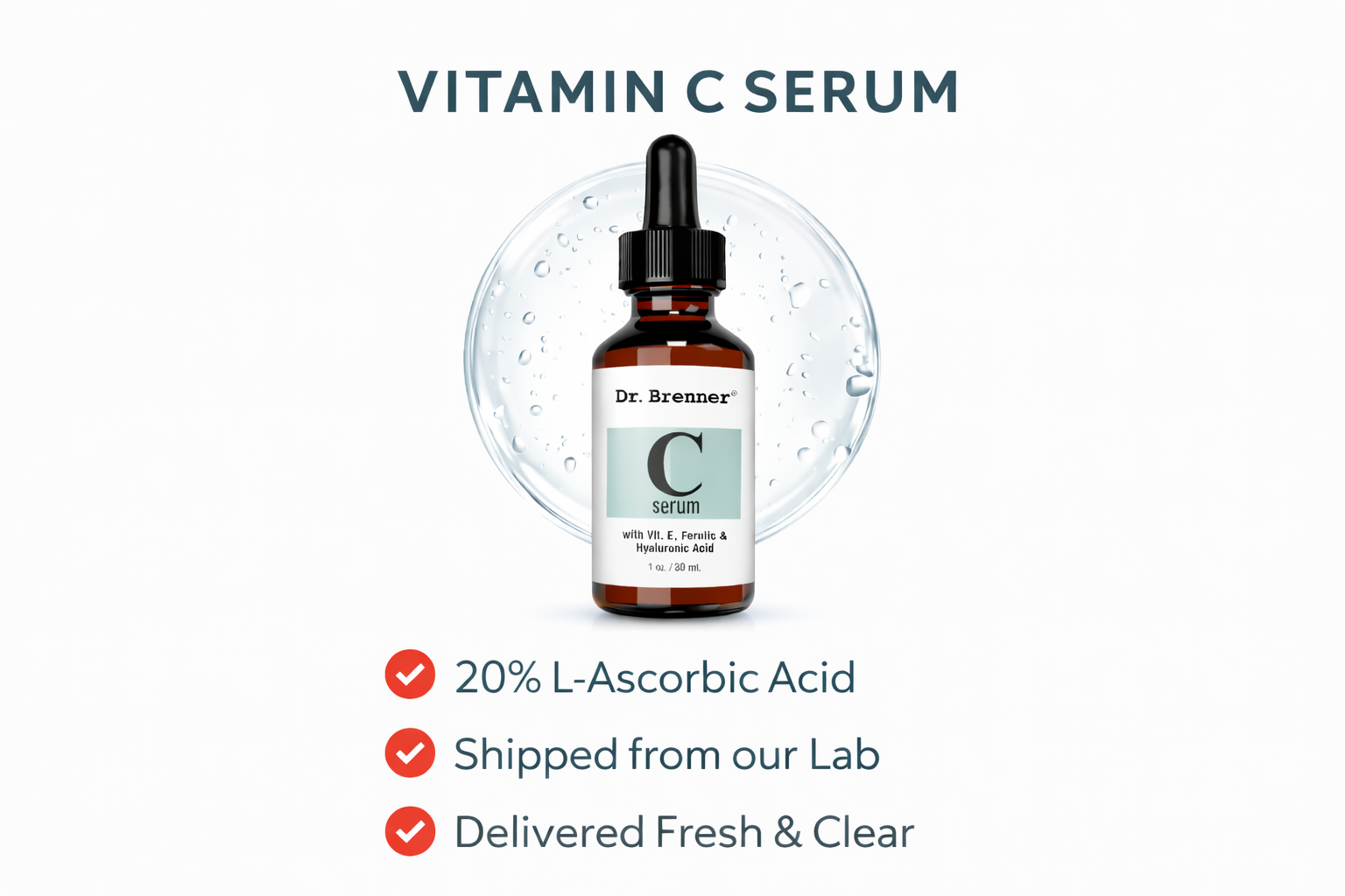 Dr. Brenner Facebook ad: Correctly formulated Vitamin C serum