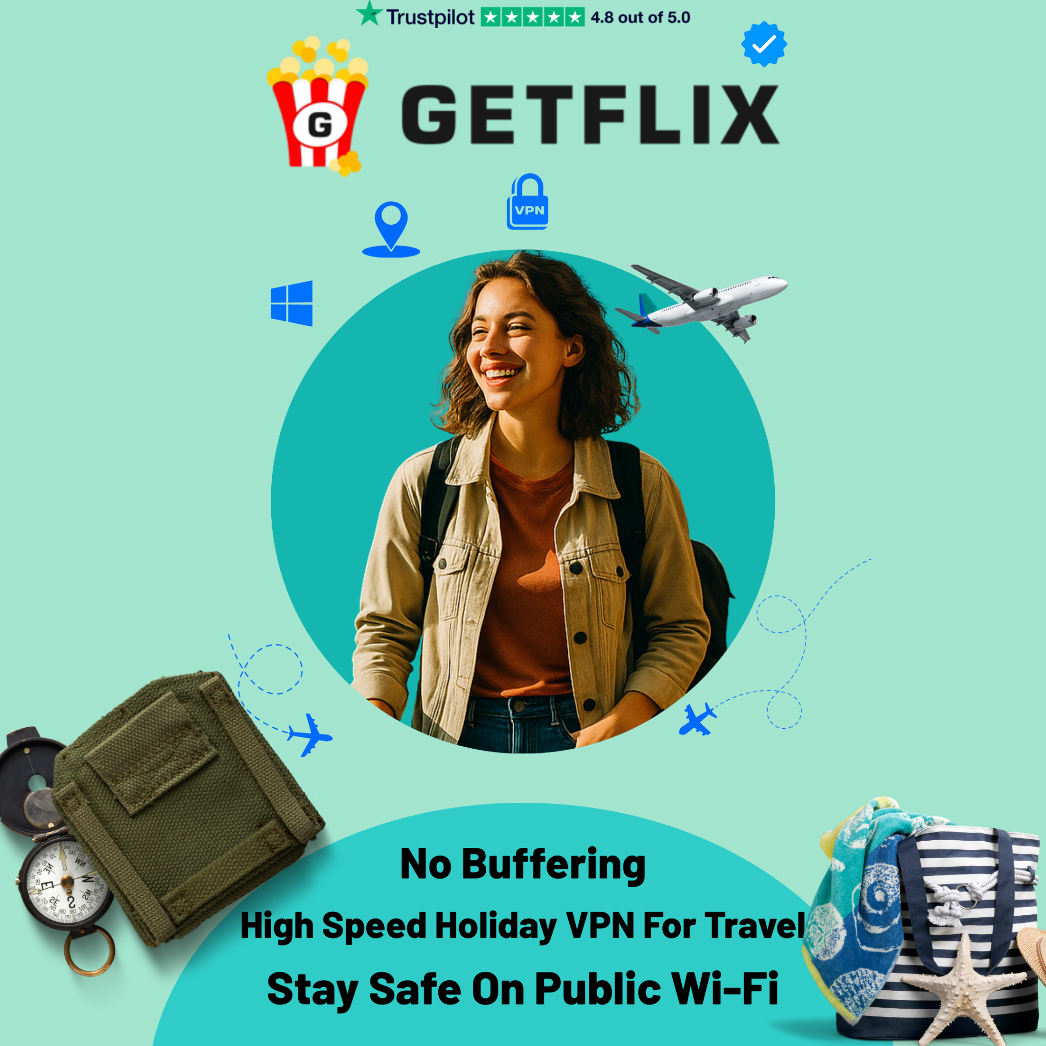 GetFlix Smart VPN Facebook ad from Oct 22, 2025