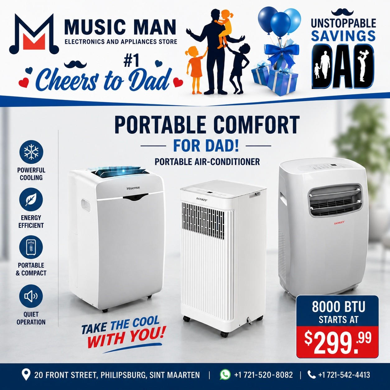 Musicman Sxm Facebook ad: Air-Conditioners from $279.99