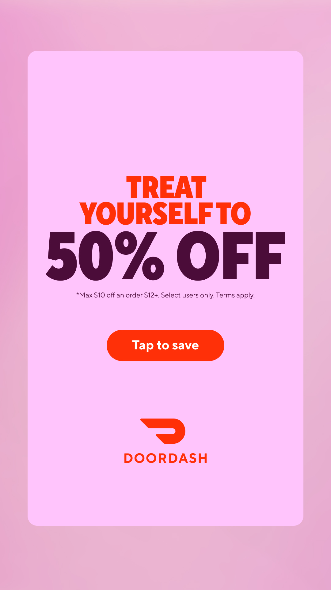 DoorDash Facebook ad: Come back for 50% off