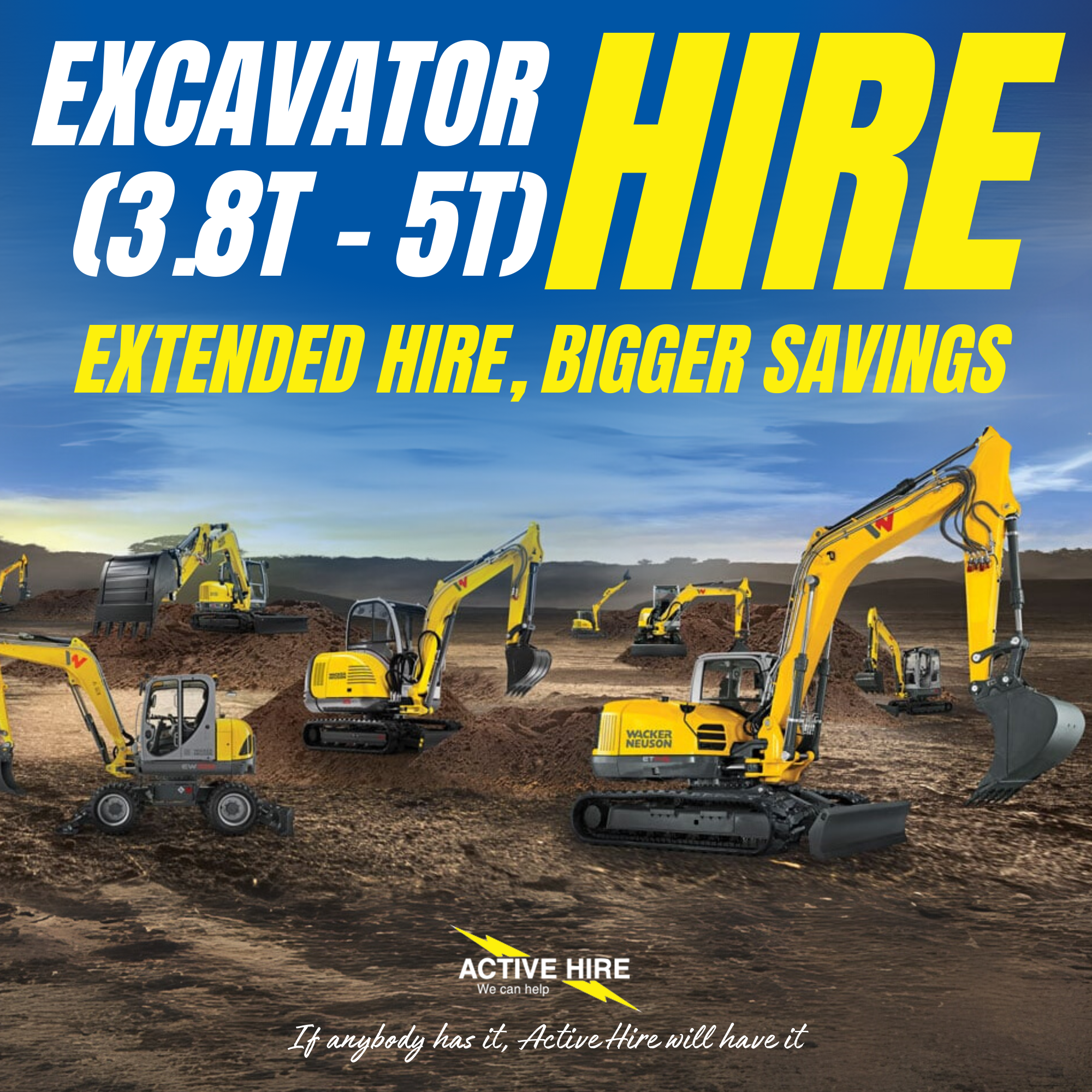 Active Hire Facebook ad: Get Your Quote | Excavator Hire