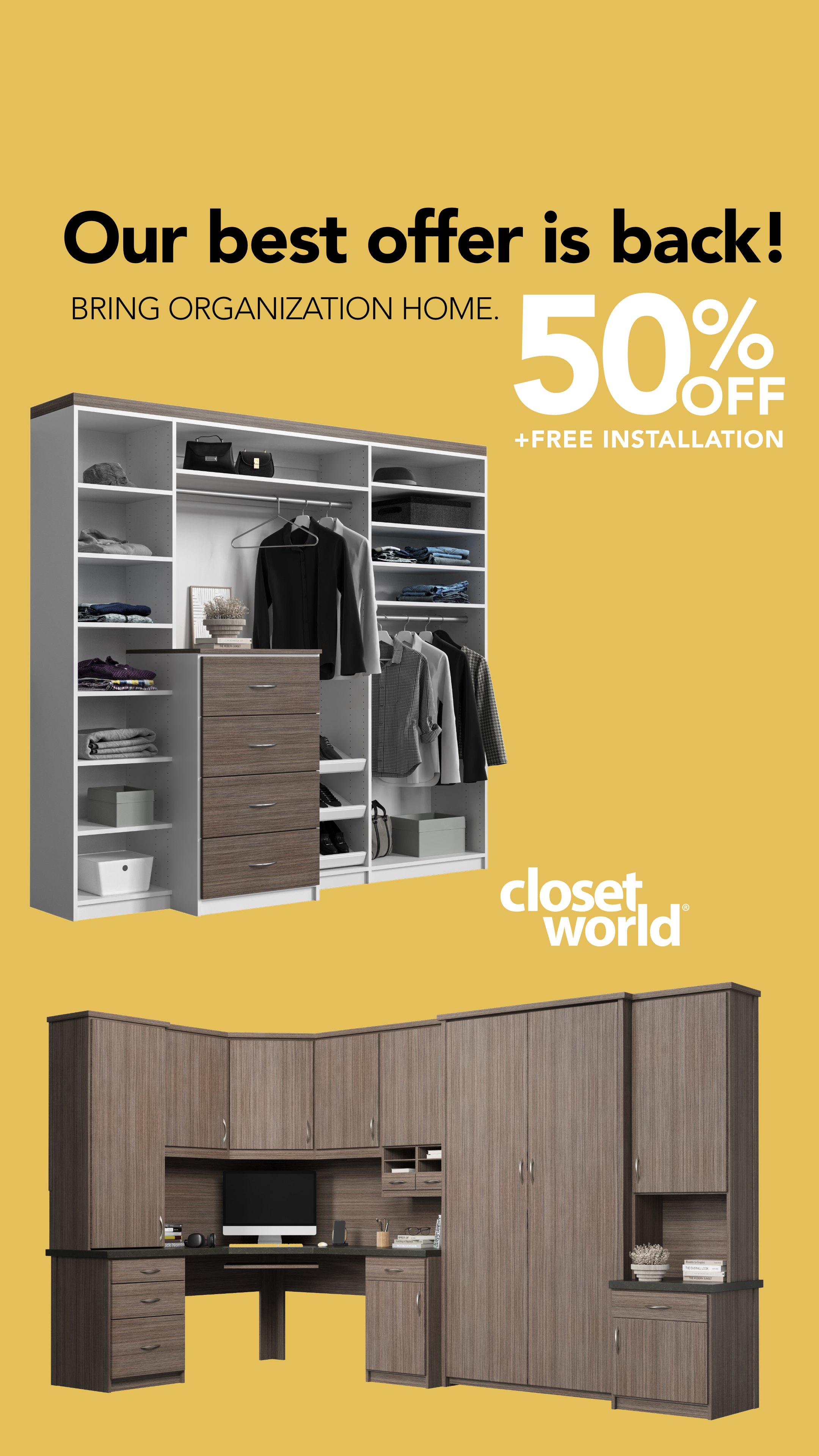 Closet World Facebook ad from Jan 23, 2026